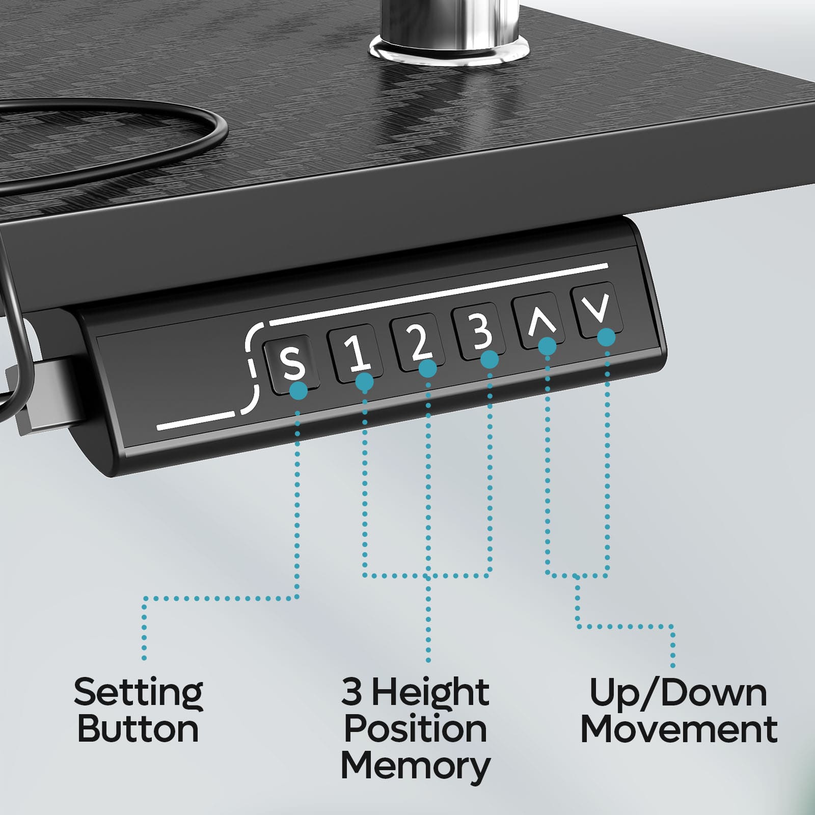 different buttons of this 58 inch led standing desk with monitor stand 