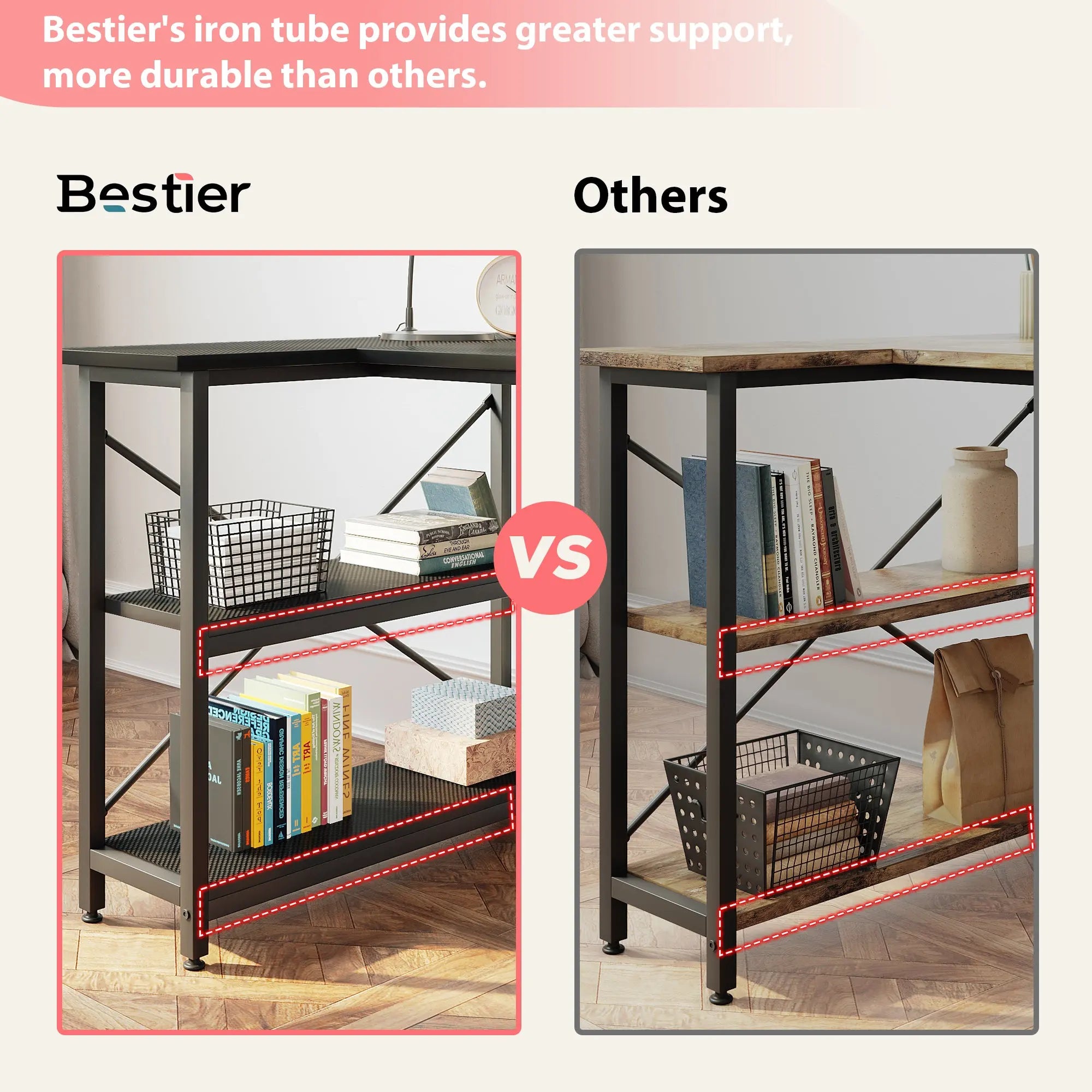 Bestier 47-inch Small L Shaped Desk with Storage Shelves Corner Gaming Computer Desk Bestier