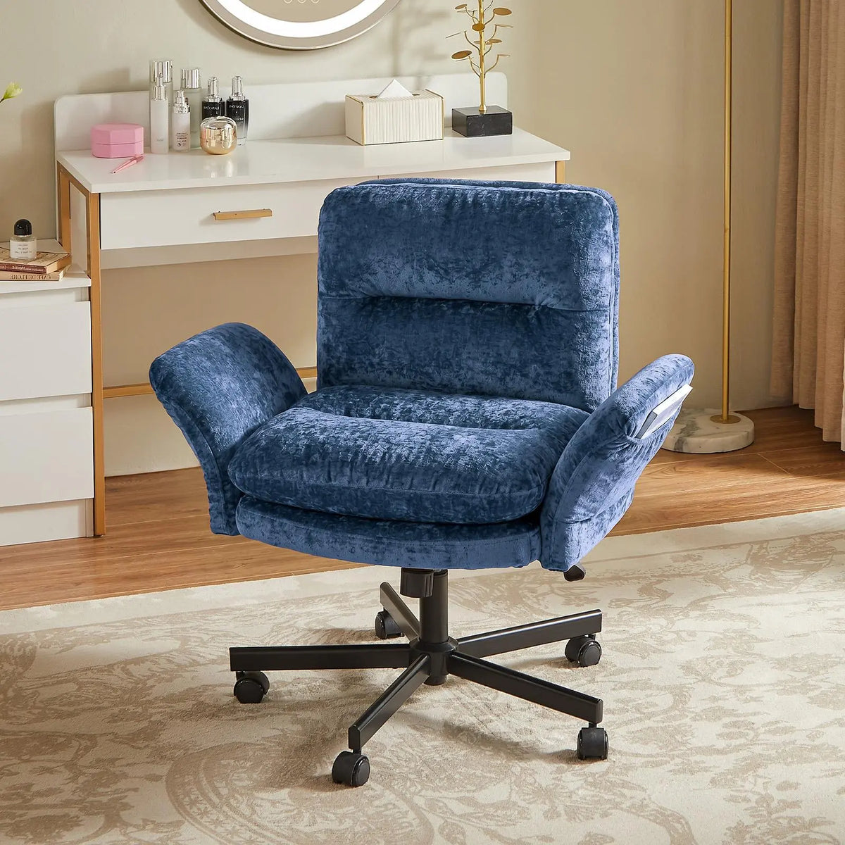 Bestier Ergonomic Office Chair for Desk - 360° Rotating Swivel Functional Posture Chair with Flip-Up Armrests, Criss Cross Base for Home Office, Vanity Use, Rotating Swivel Chair Bestier