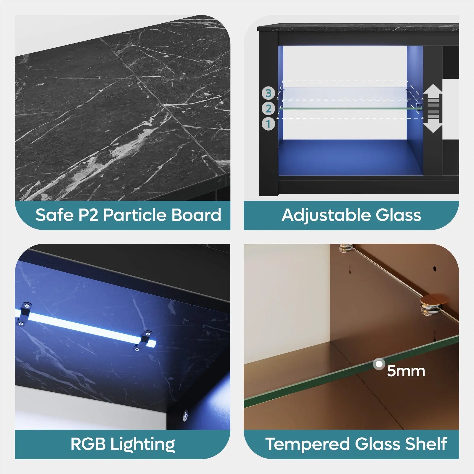 Bestier 70 Inch Fireplace TV Stand for TV up to 75", LED Entertainment Center with 23" Electric Fireplace Media Console Table for Living Room with Glass Shelves Bestier