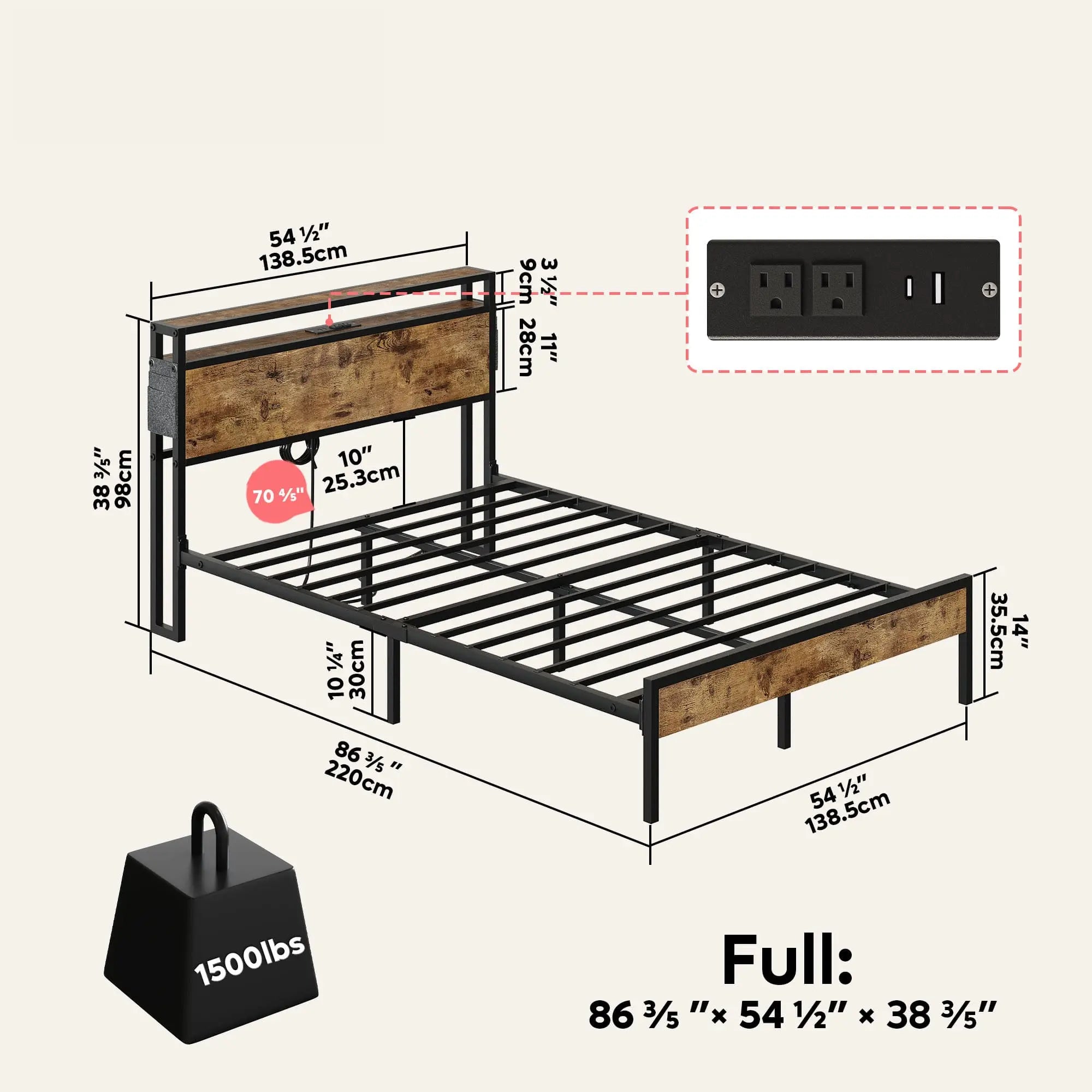 full bed frame with headboard Bestier