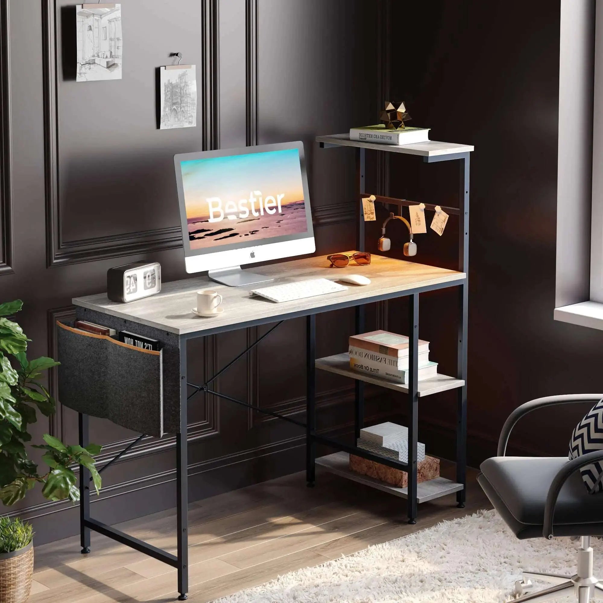 Computer Desk with Shelves & Storage Bag - Bestier