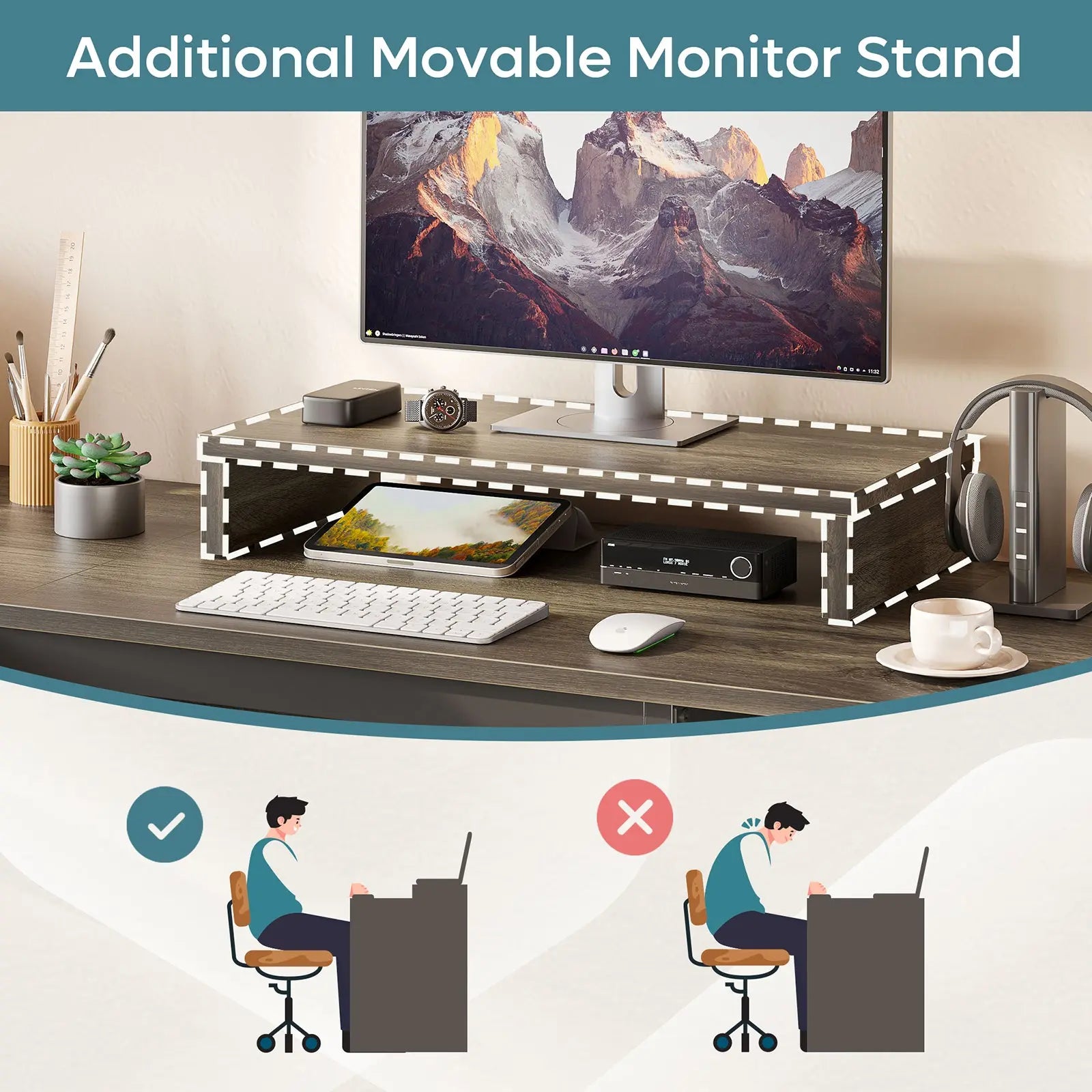 Bestier 56-inch L-Shaped Computer Desk with Drawers and Monitor Stand Bestier