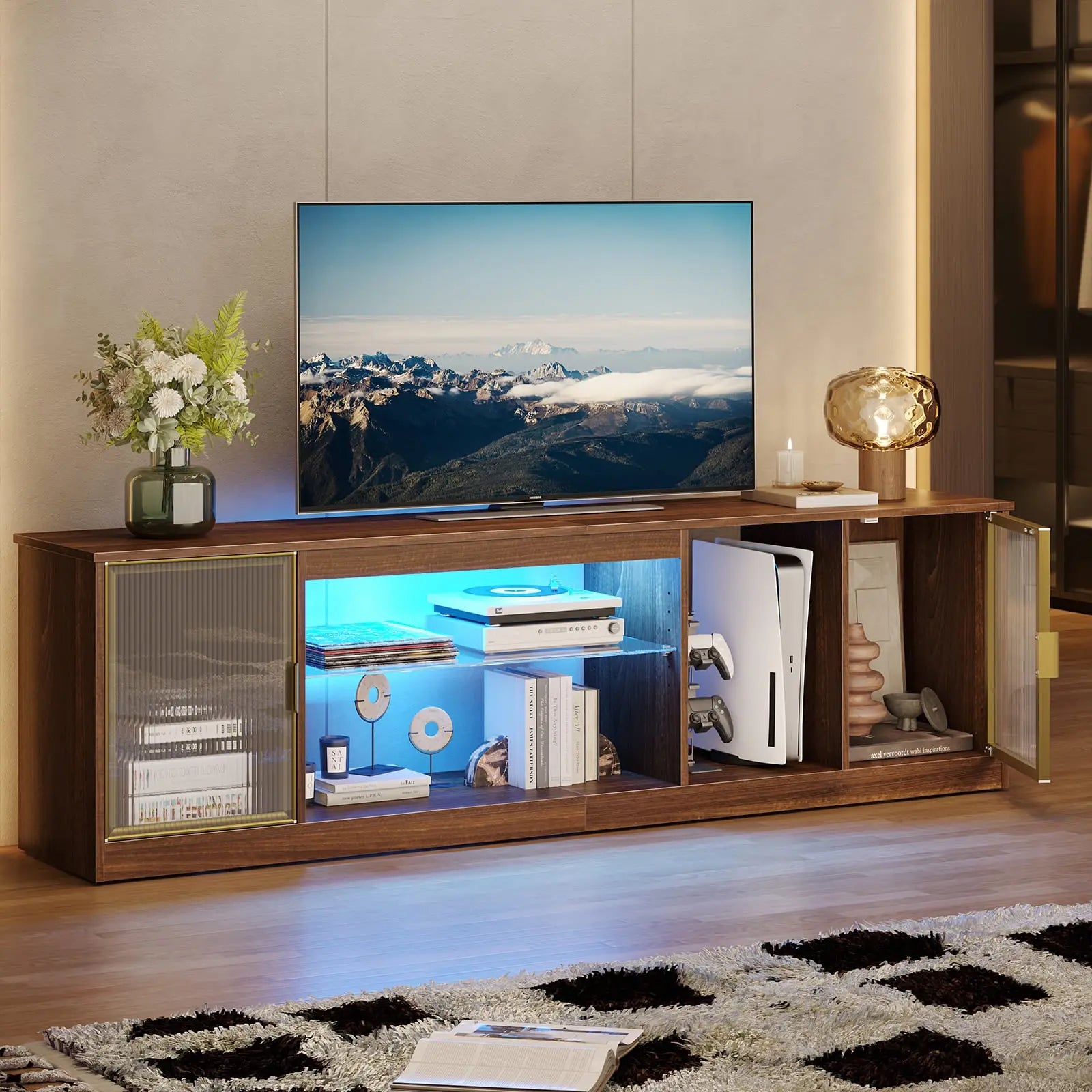 71 inch led tv stand with adjustable shelves Bestier