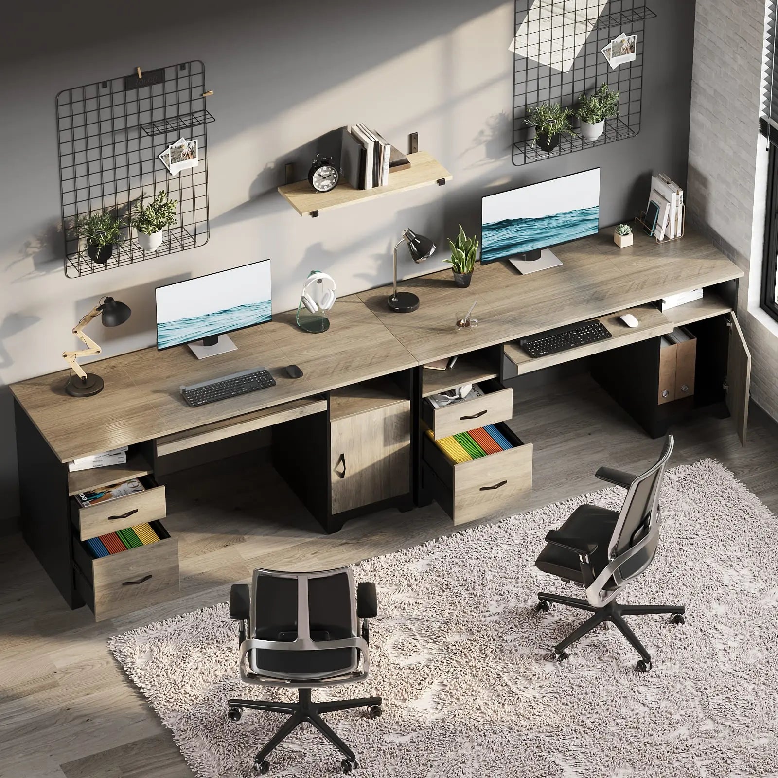 59 inch executive desk with drawers Bestier