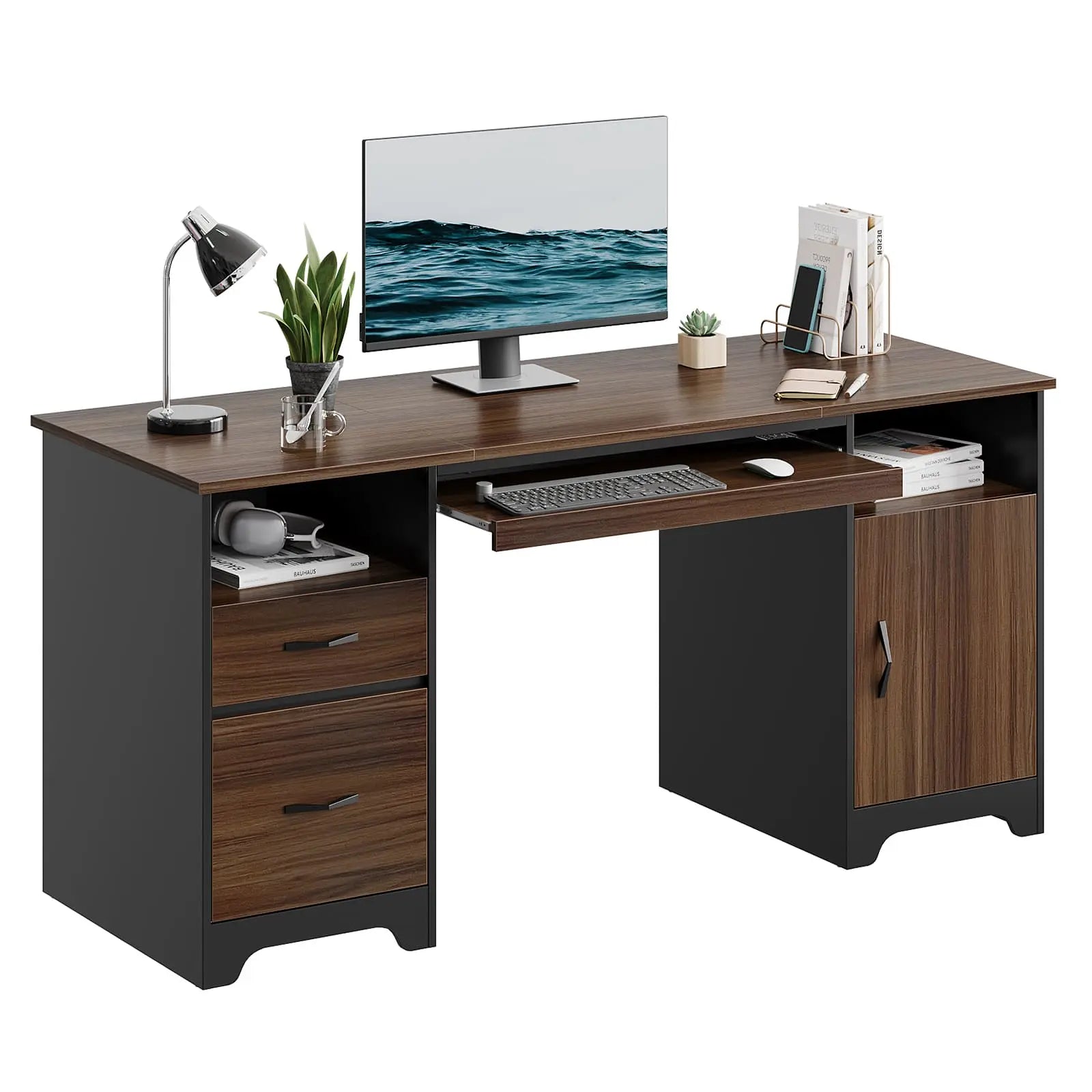 59 inch executive desk with drawers Bestier