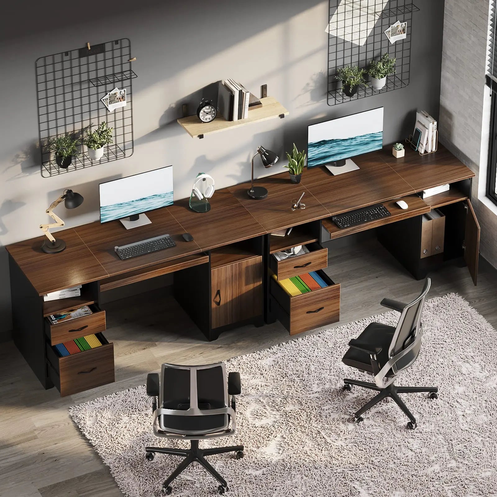 59 inch executive desk with drawers Bestier