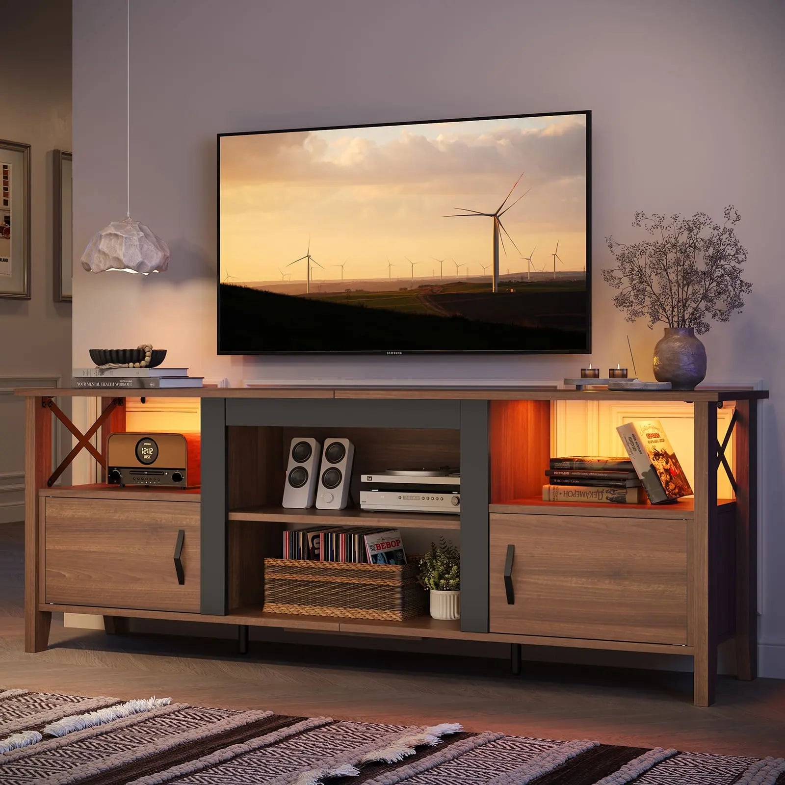 farmhouse tv stand for 70 inch tv Bestier