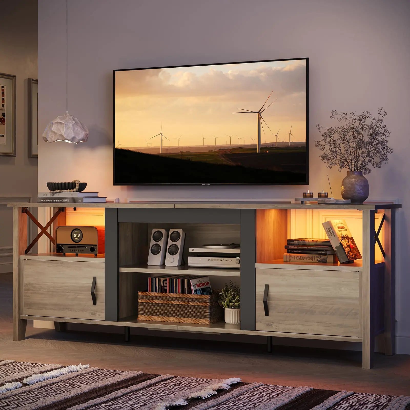 farmhouse tv stand for 70 inch tv Bestier