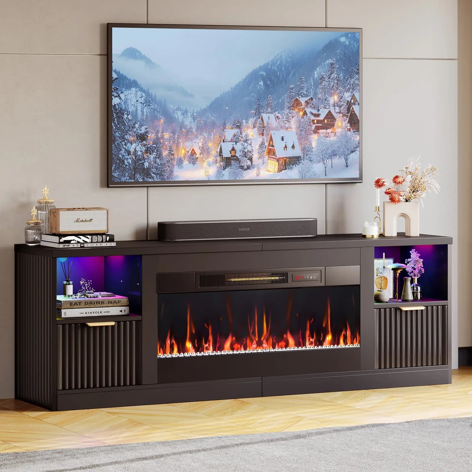 71 inch tv stand with electric fireplace Bestier