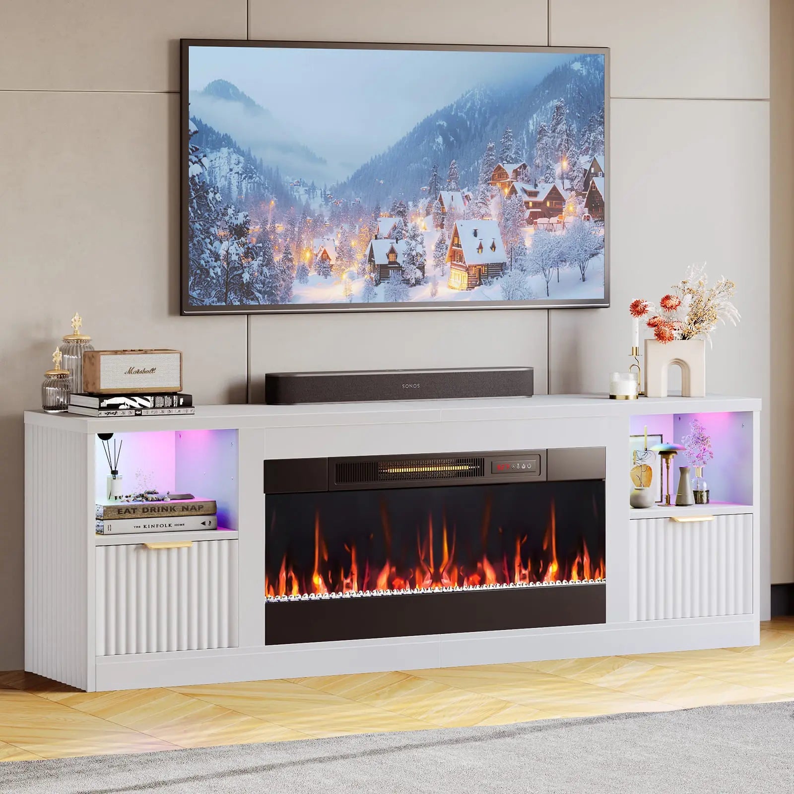 71 inch tv stand with electric fireplace Bestier