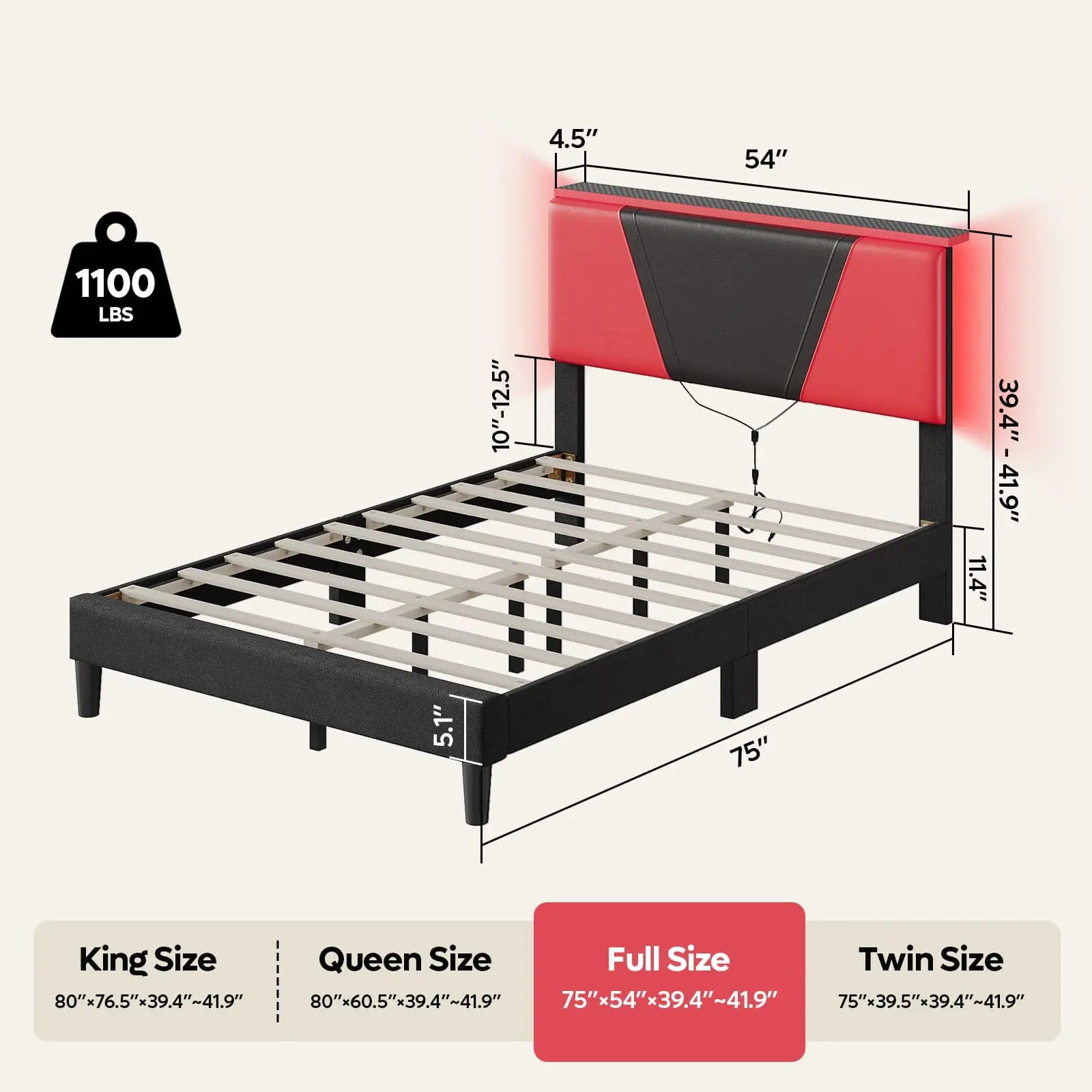 full size led bed frame Bestier