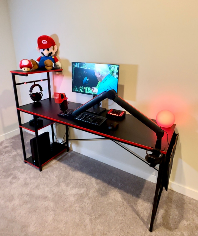 gaming desk in a room