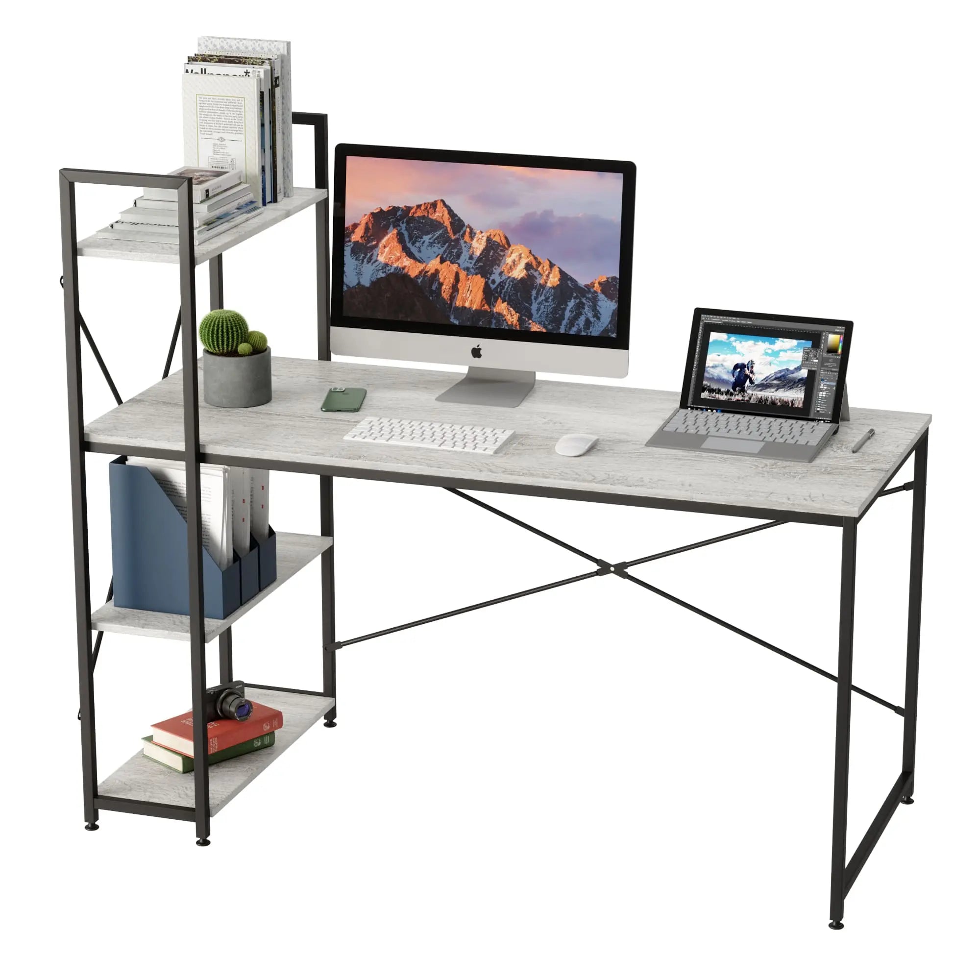 Bestier 47 Inch Simple Computer Desk with Shelves Bestier