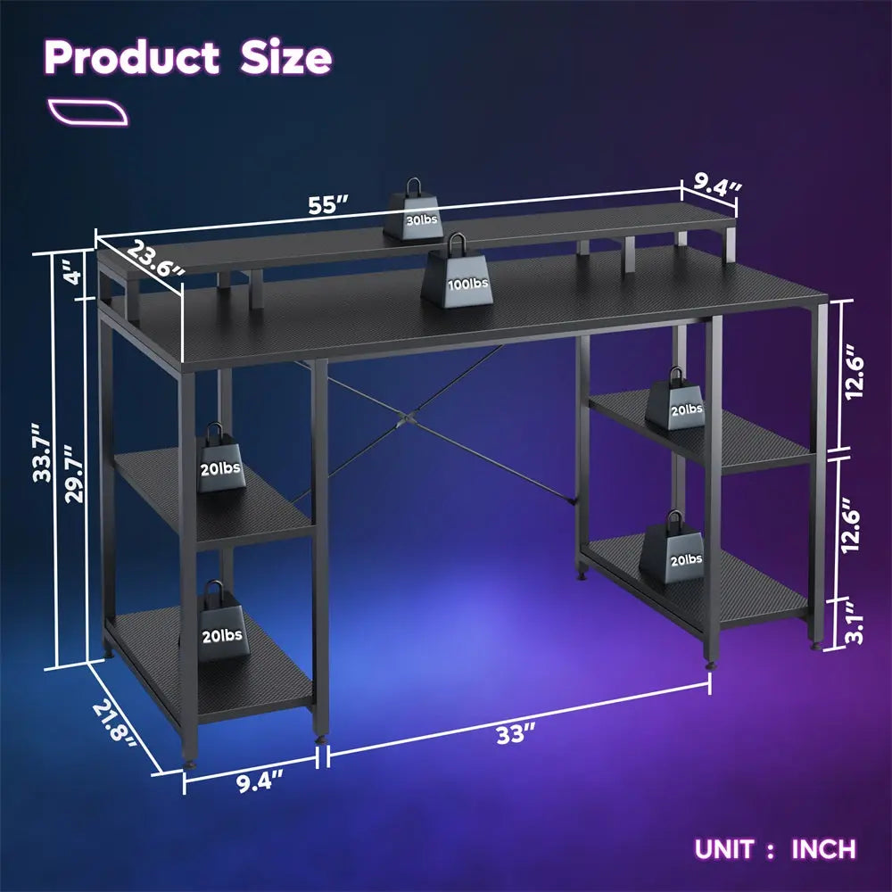 the size of Home Office Desk with Monitor Shelf - Bestier