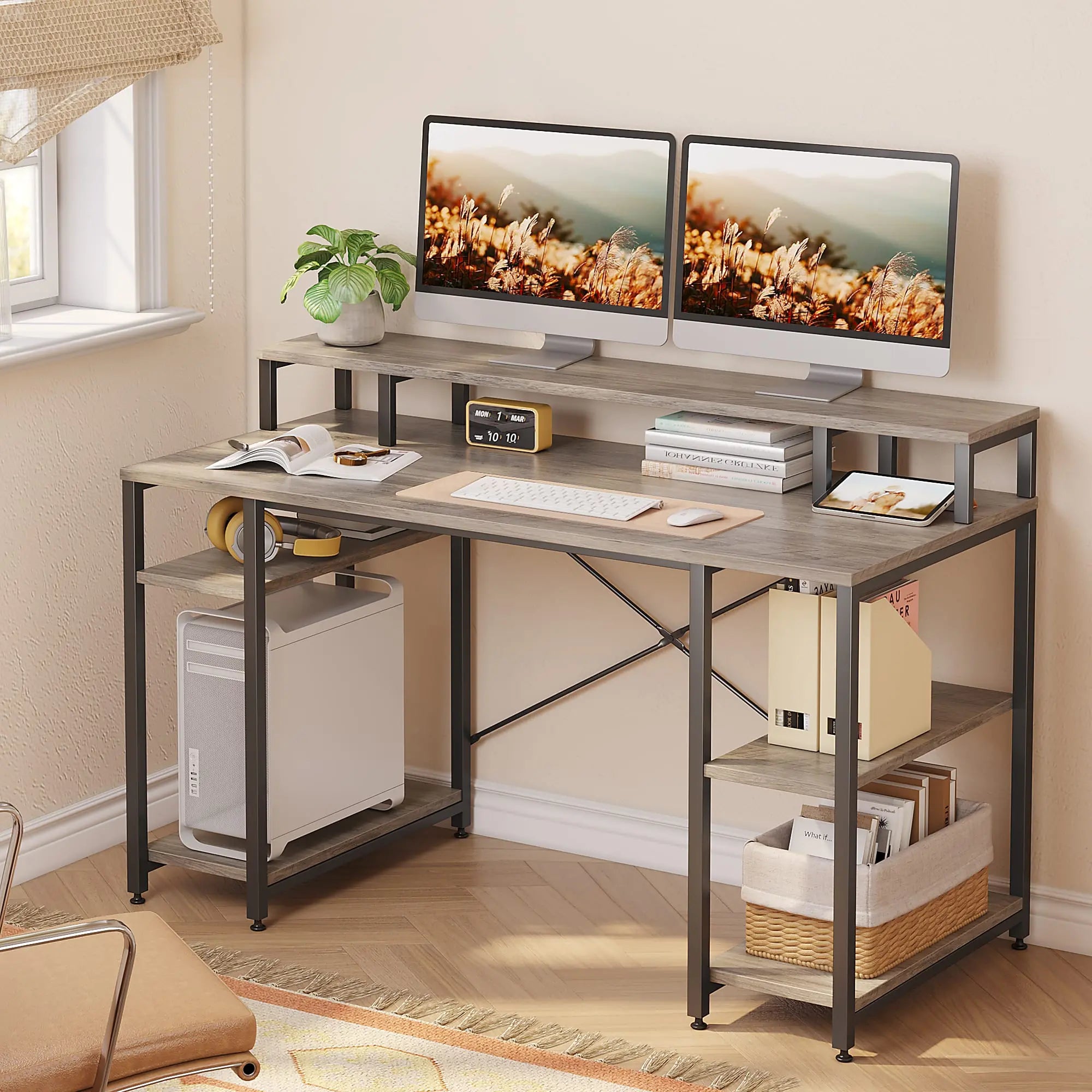 the gray wash home office desk in a room