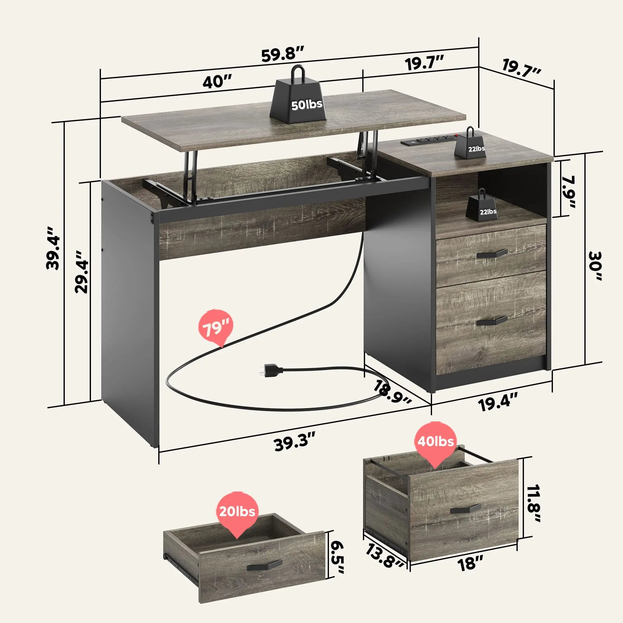 the size of this home office desk