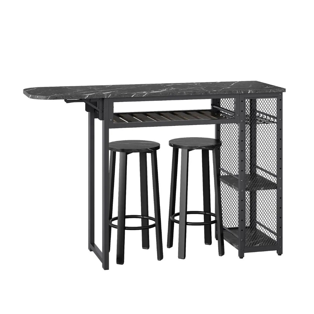 Industrial Dining Set of black marble - Buffet Table and Chair Set - Bestier