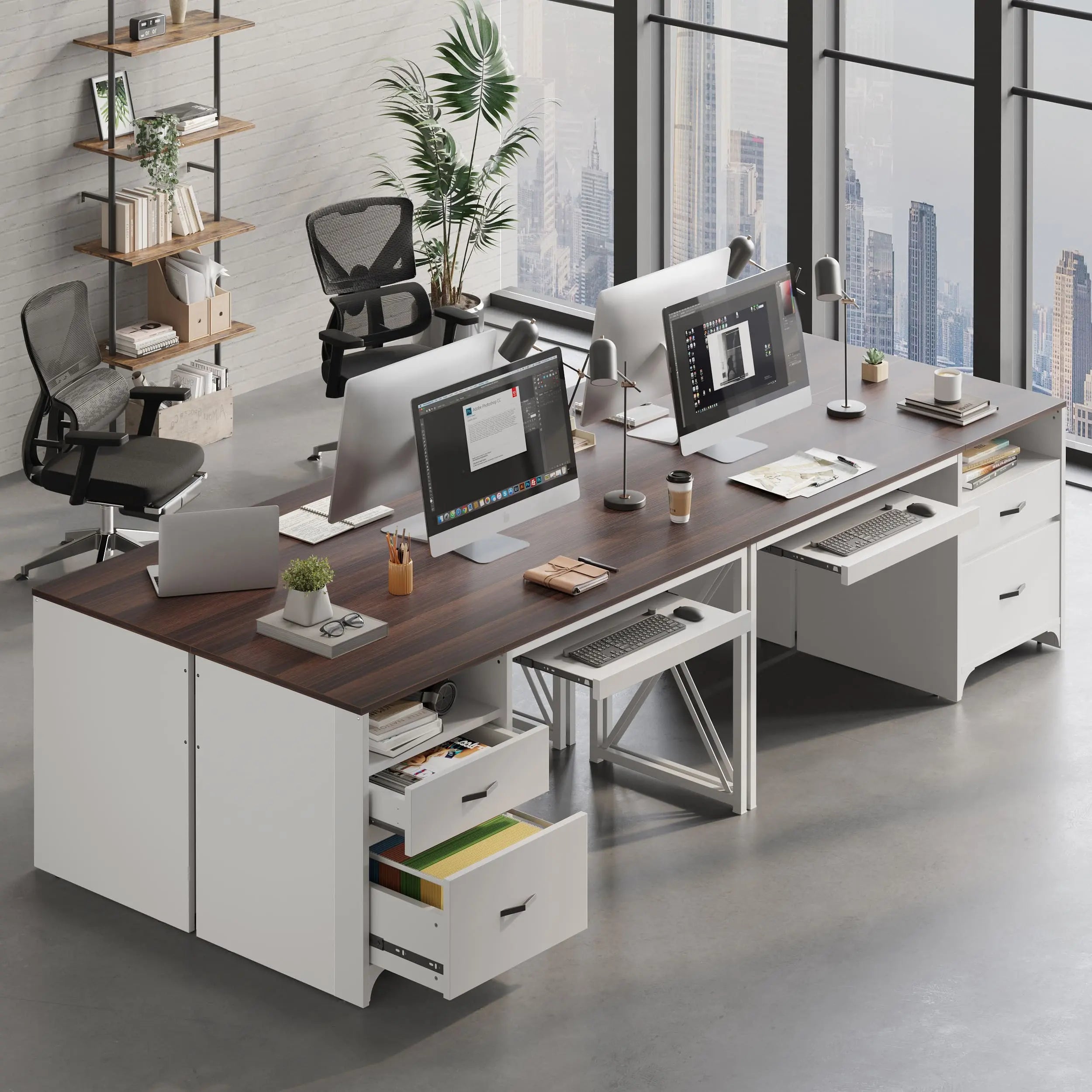 55 inch industrial office computer desk with storage Bestier