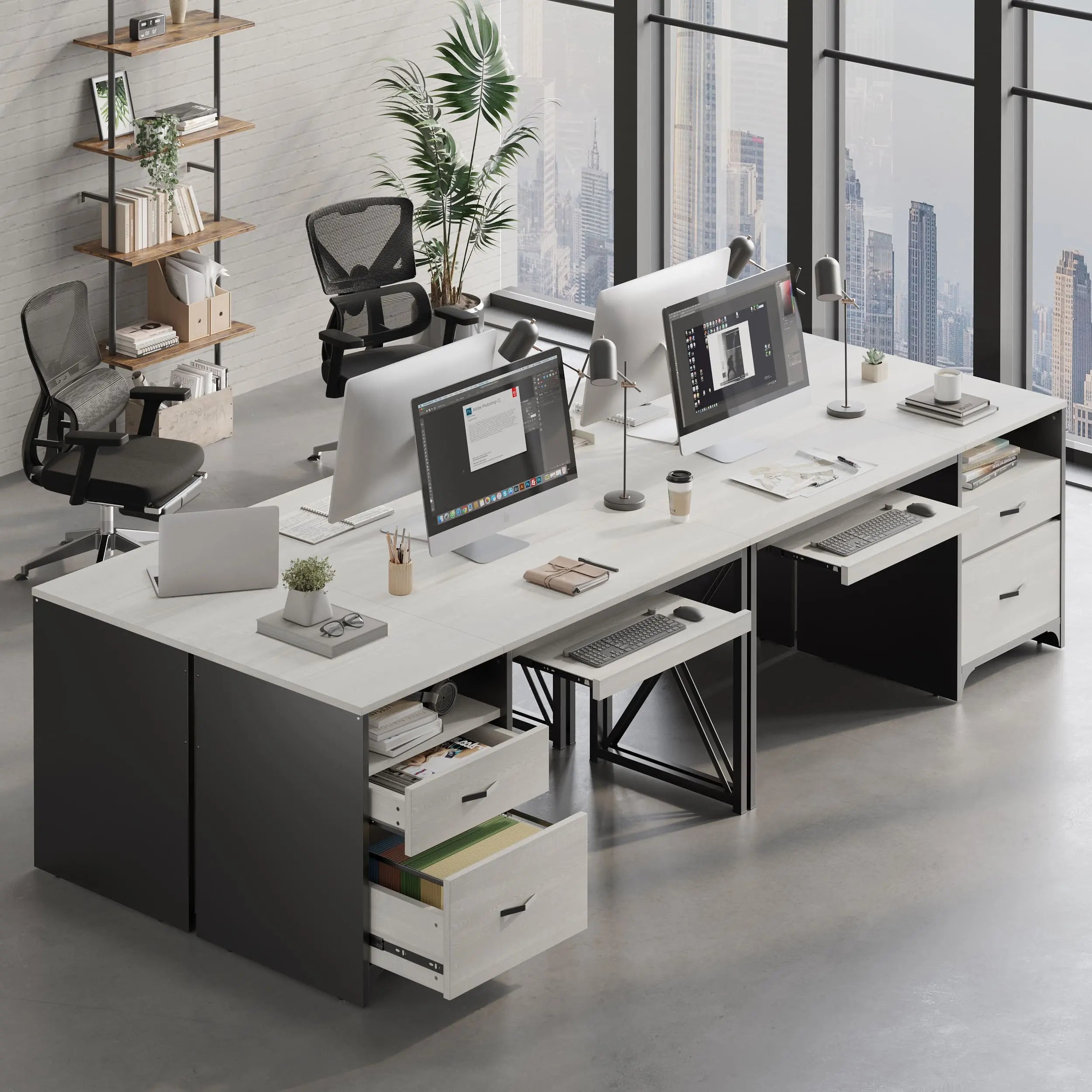 55 inch industrial office computer desk with storage Bestier