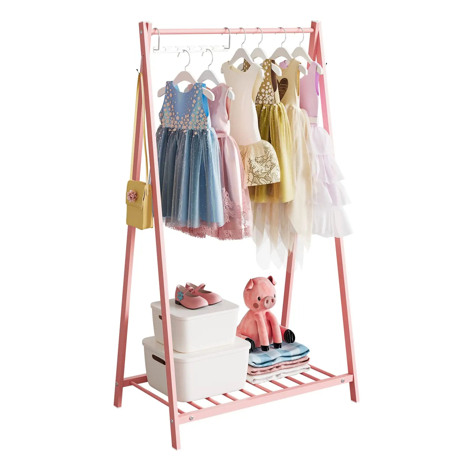 Kids Clothing Rack of pink with Bottom Storage Shelf