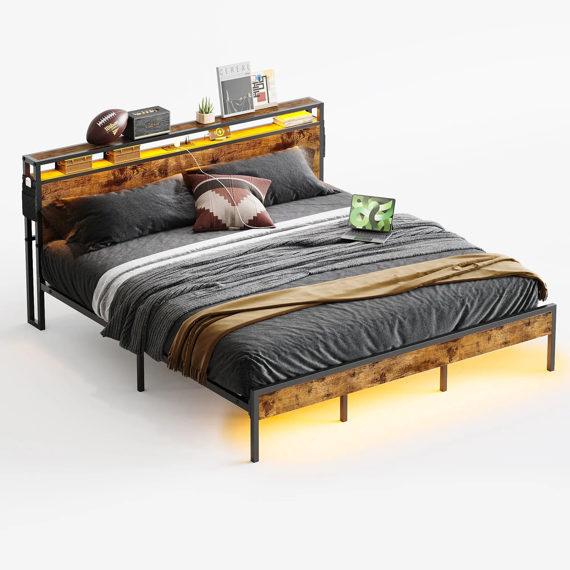 king bed frame with headboard Bestier