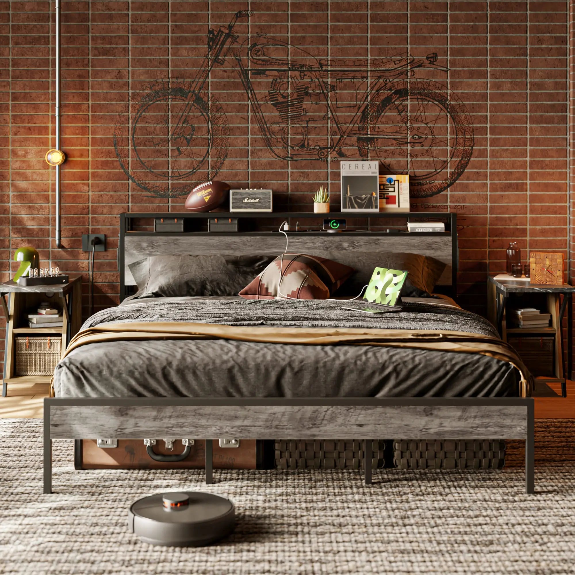 king bed frame with headboard Bestier