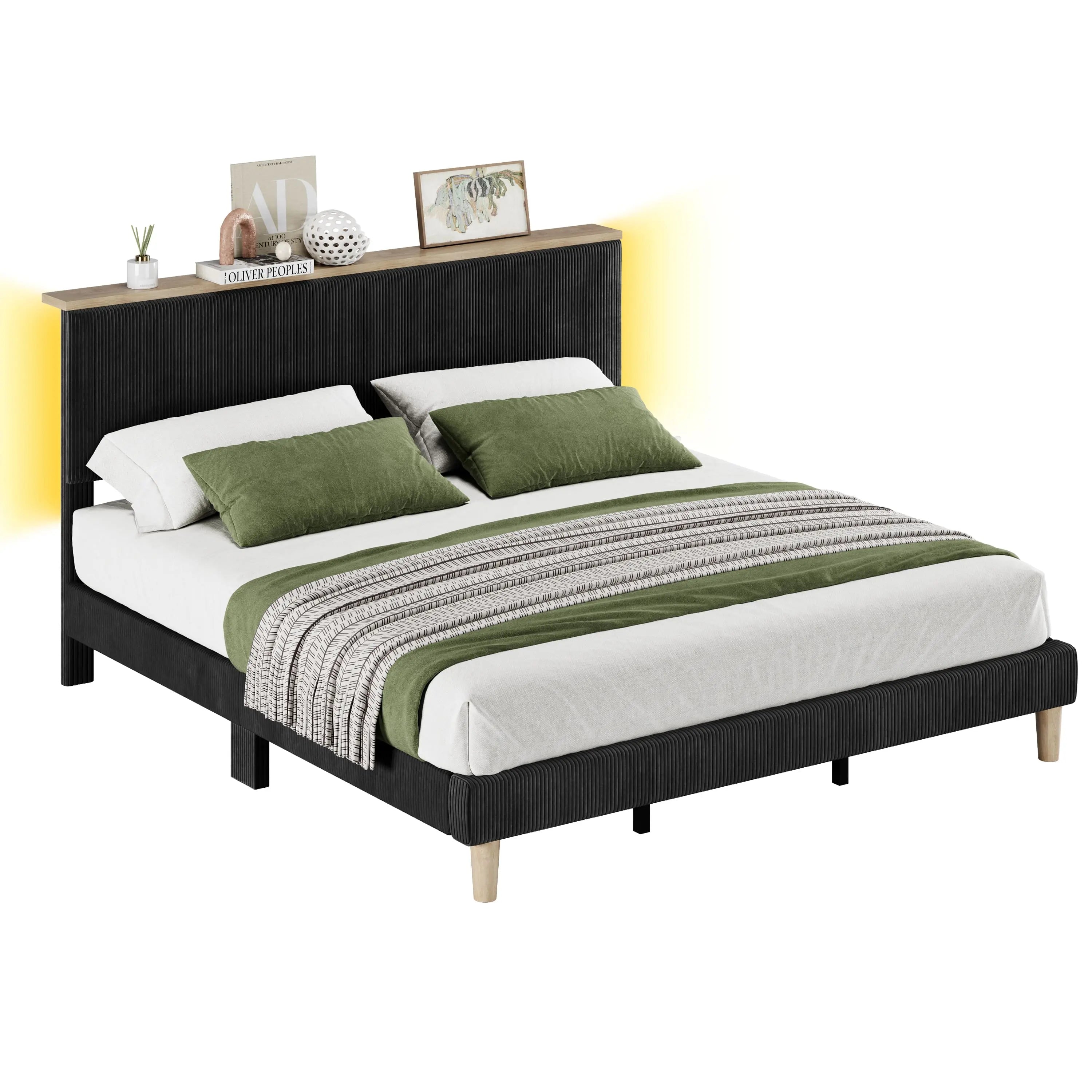 king corduroy upholstered bed frame Bestier