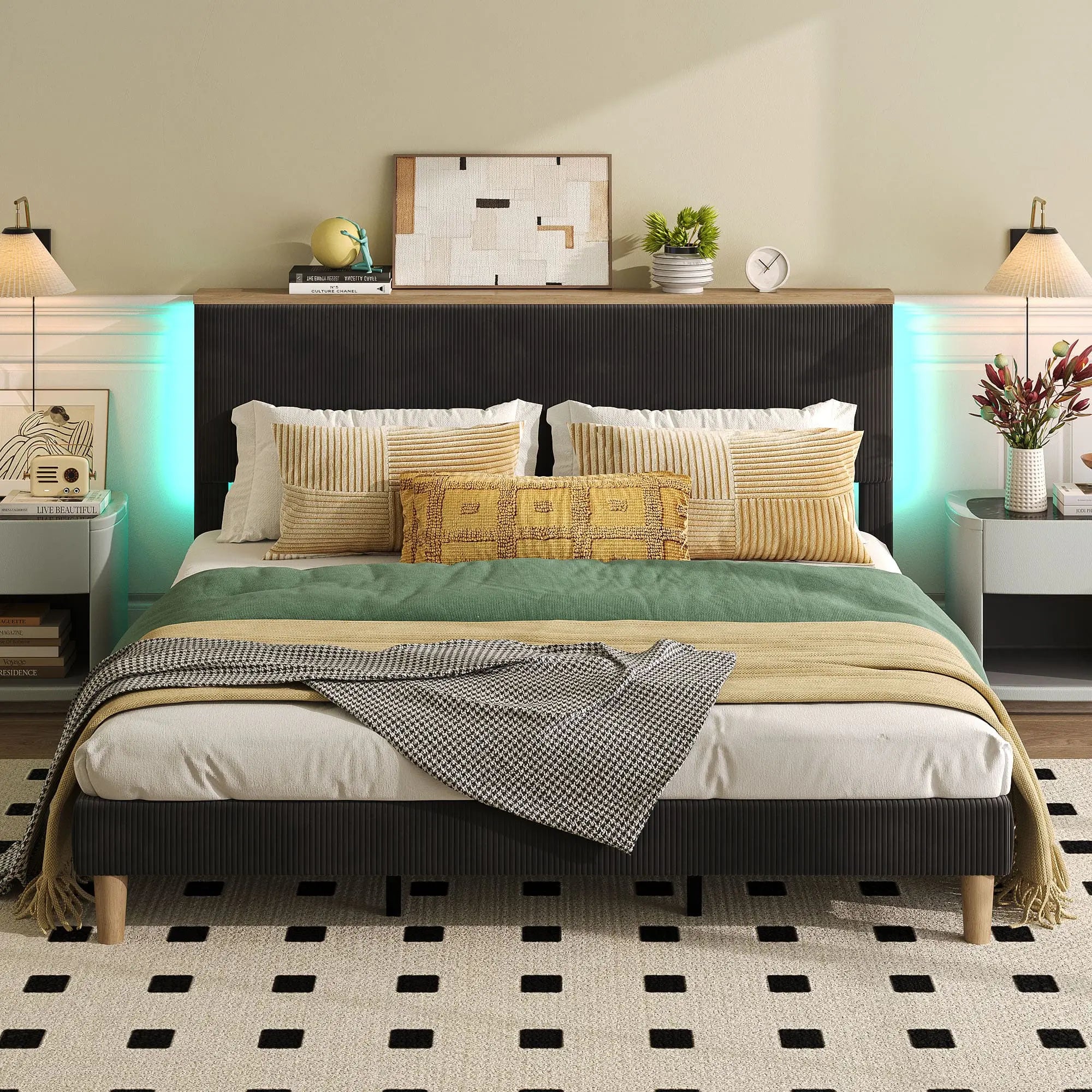 king corduroy upholstered bed frame Bestier