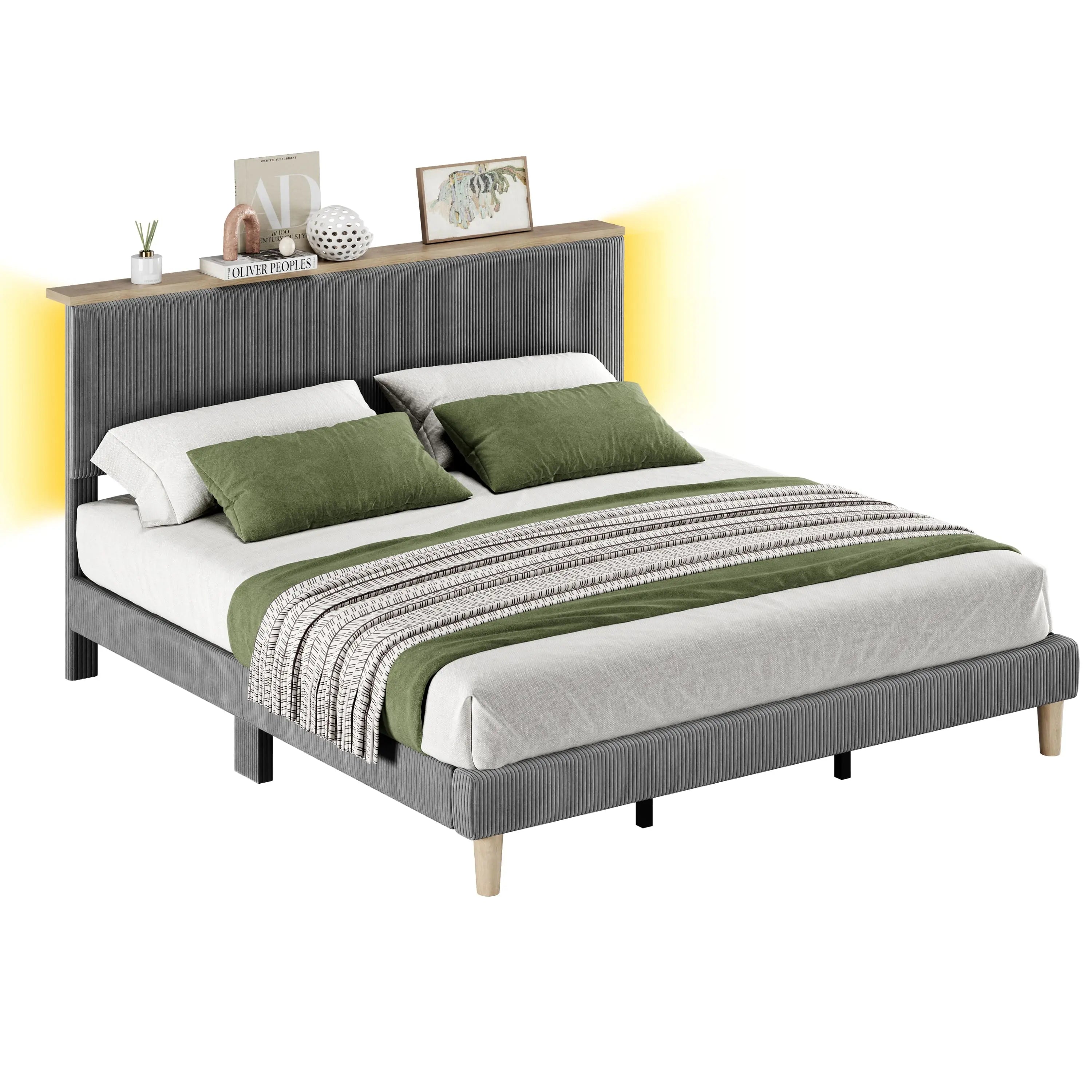 king corduroy upholstered bed frame Bestier