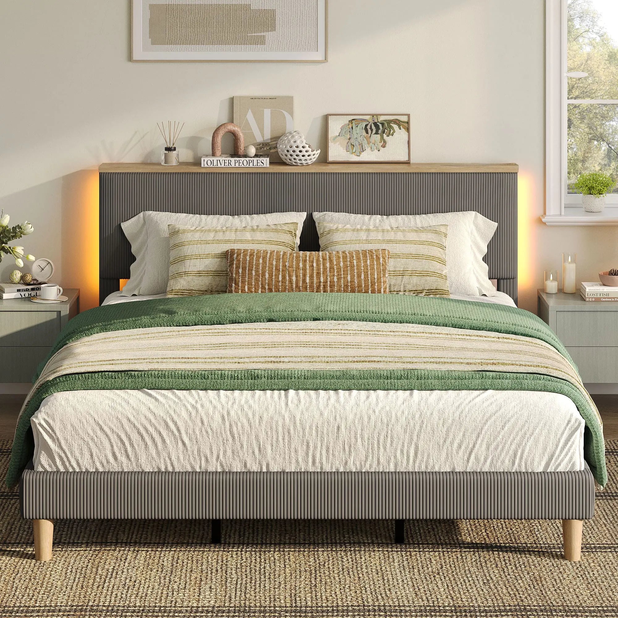 king corduroy upholstered bed frame Bestier