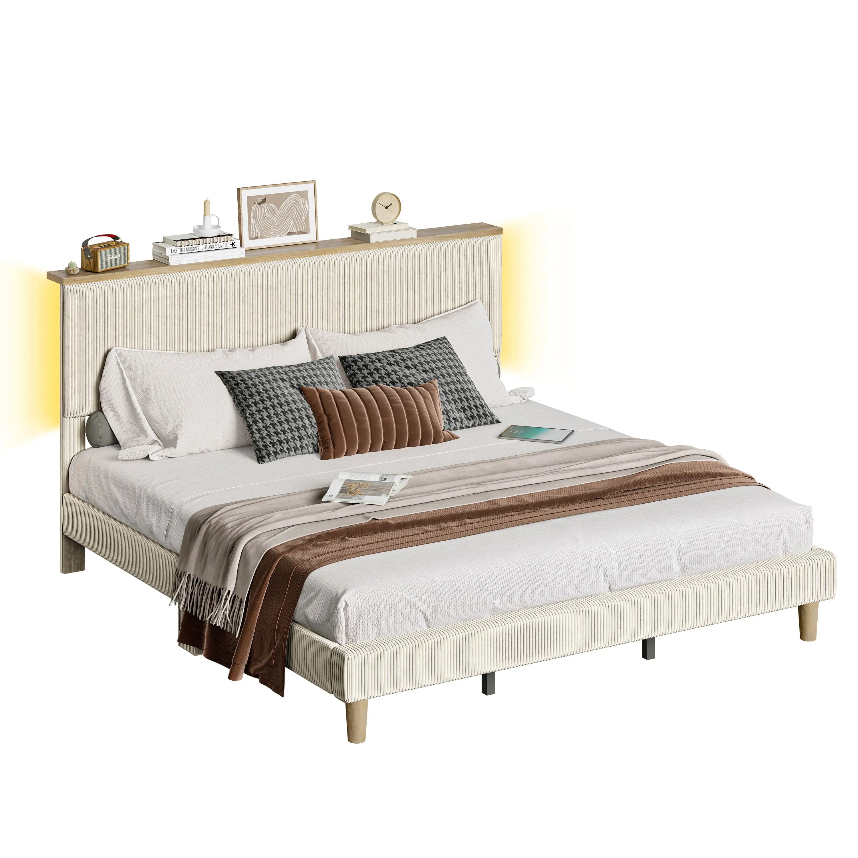 king corduroy upholstered bed frame Bestier