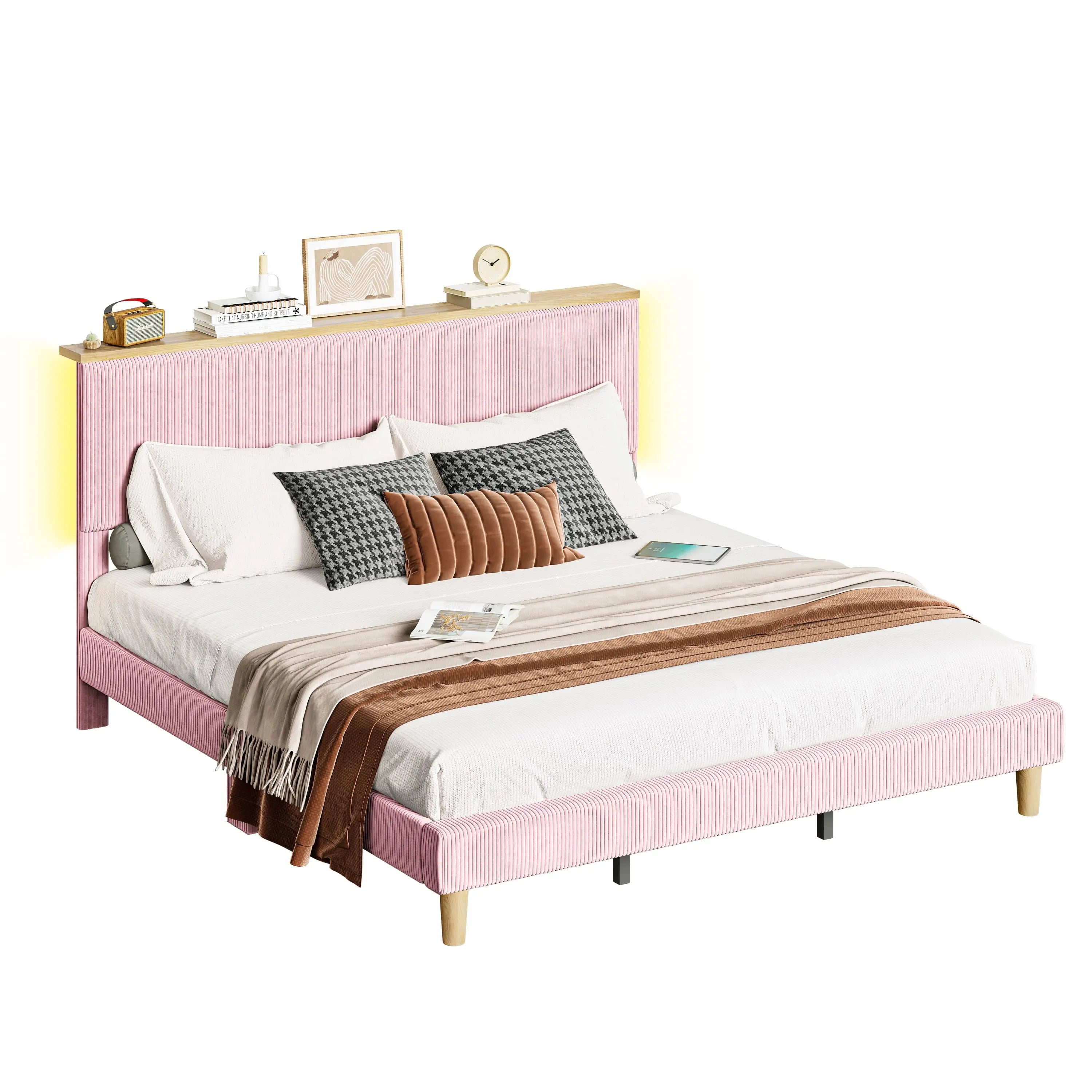 king corduroy upholstered bed frame Bestier