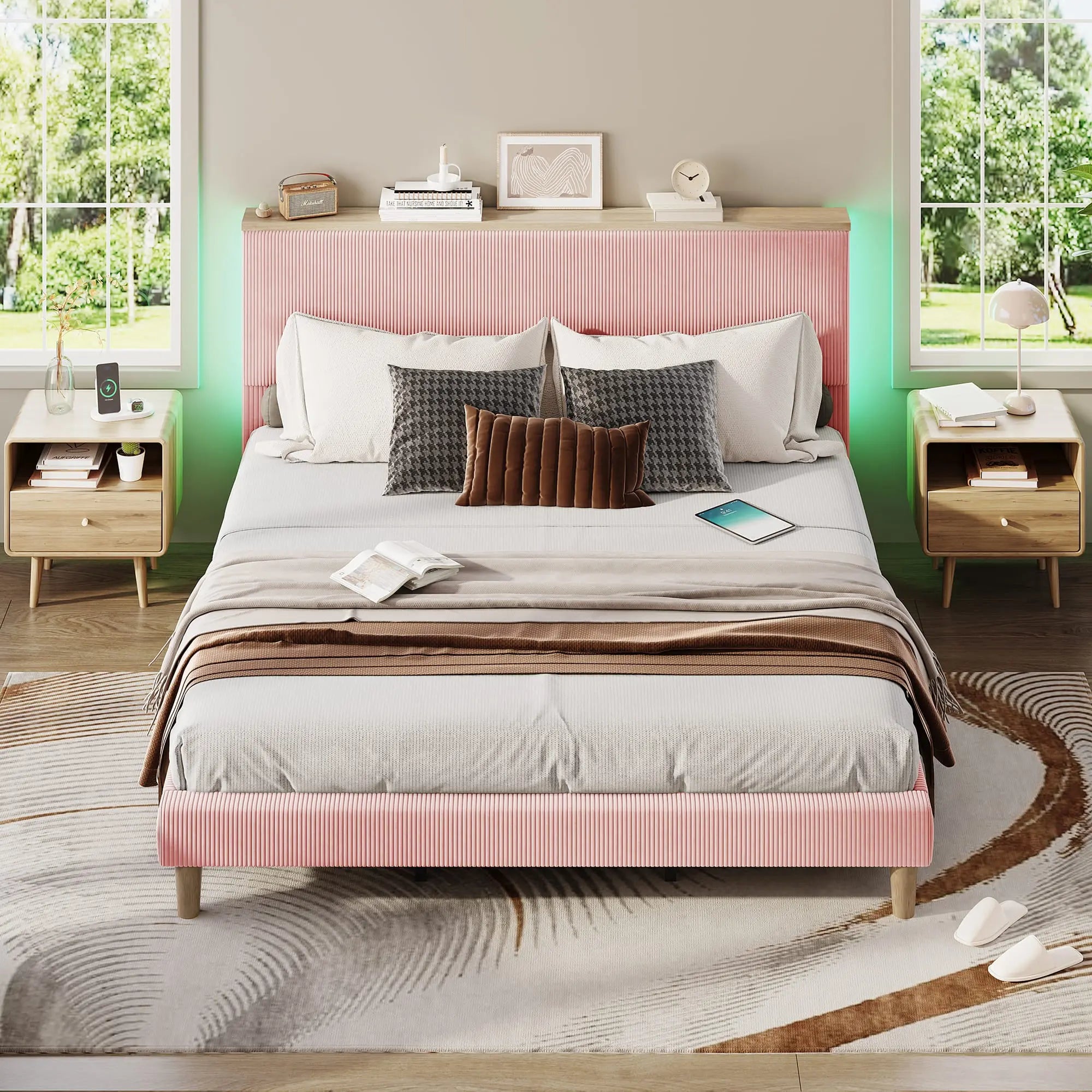 king corduroy upholstered bed frame Bestier