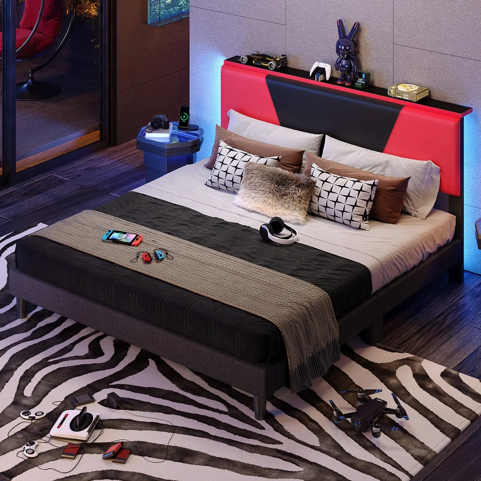 king size gaming style led bed frame Bestier