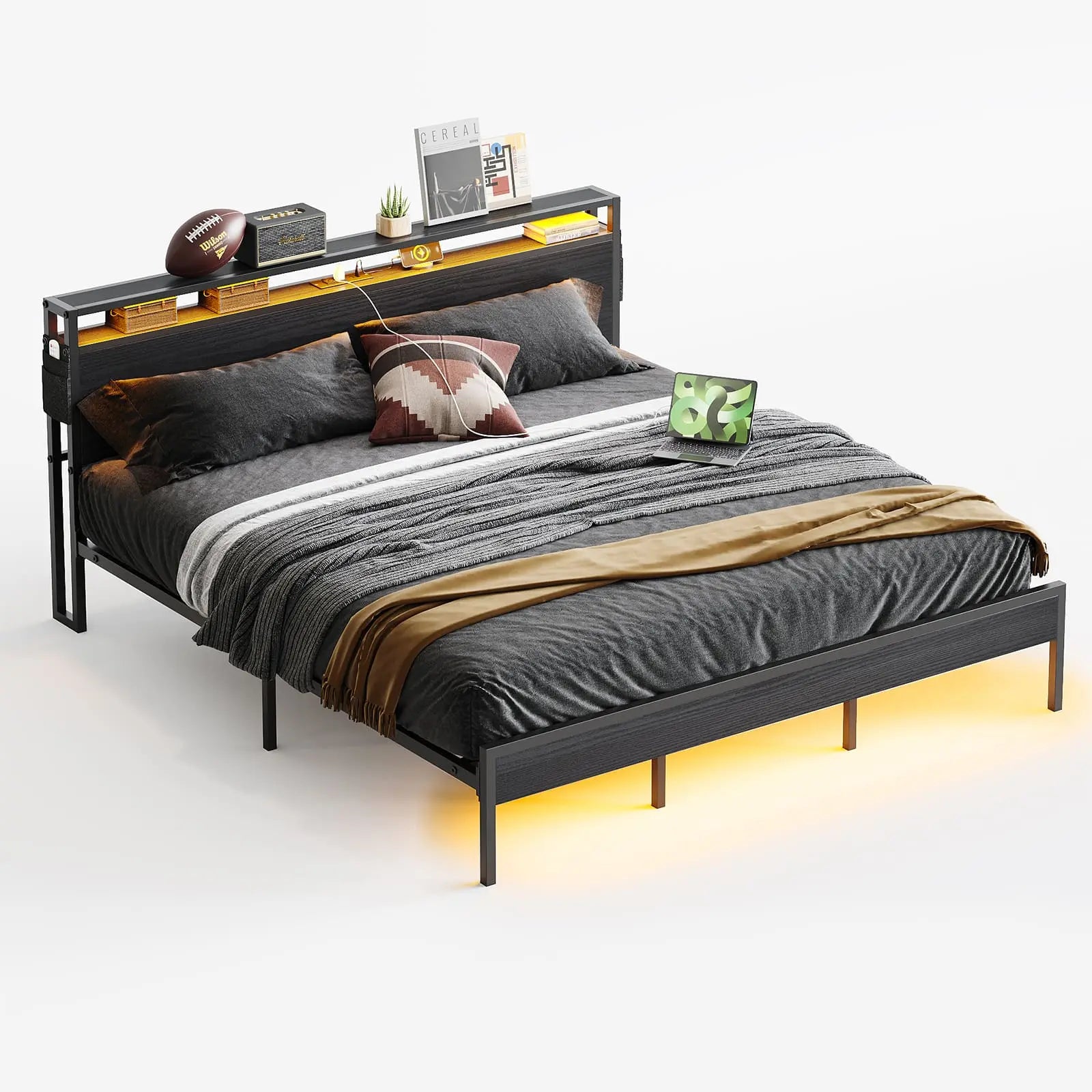 Bestier LED King Bed Frame with Headboard Bestier