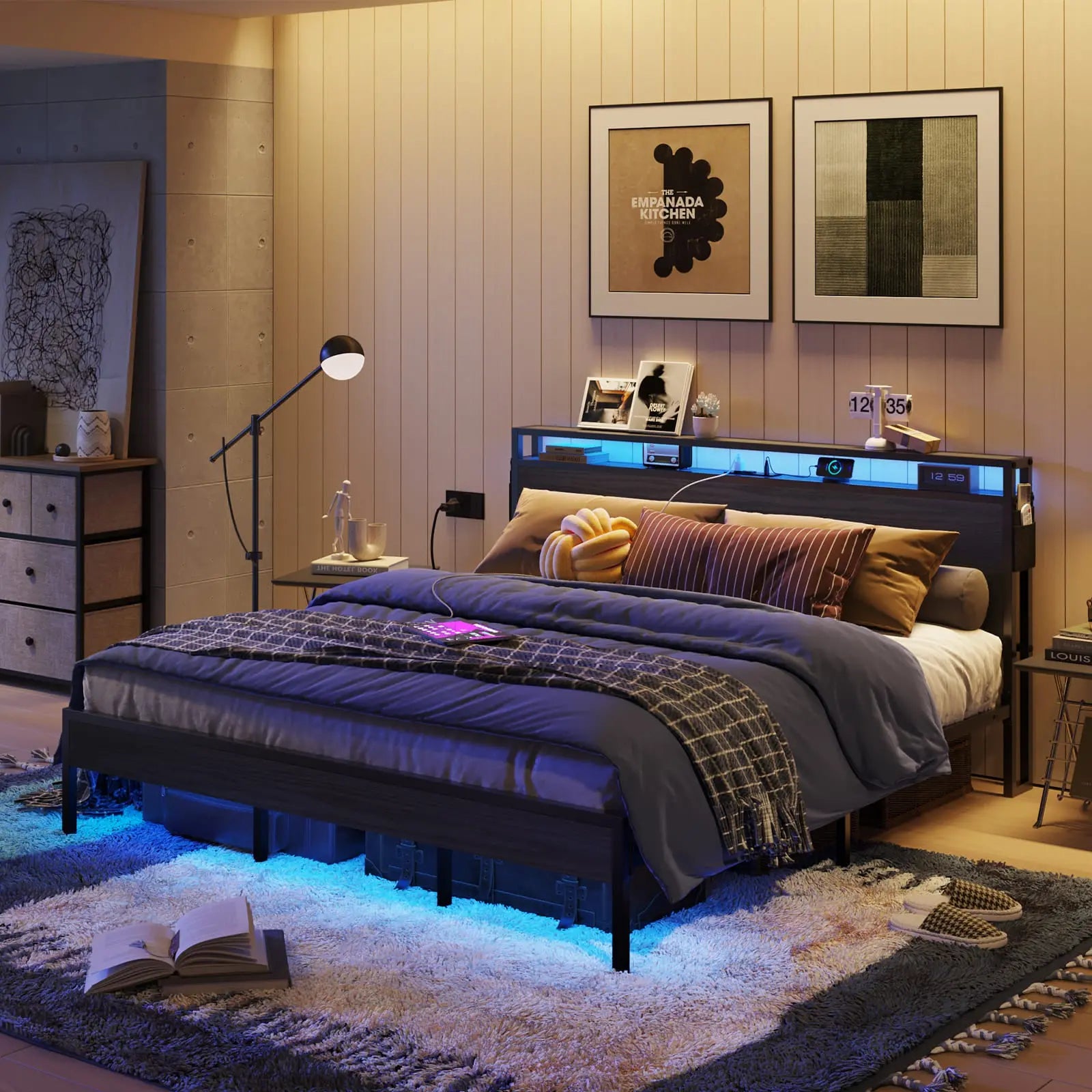 Bestier LED King Bed Frame with Headboard Bestier