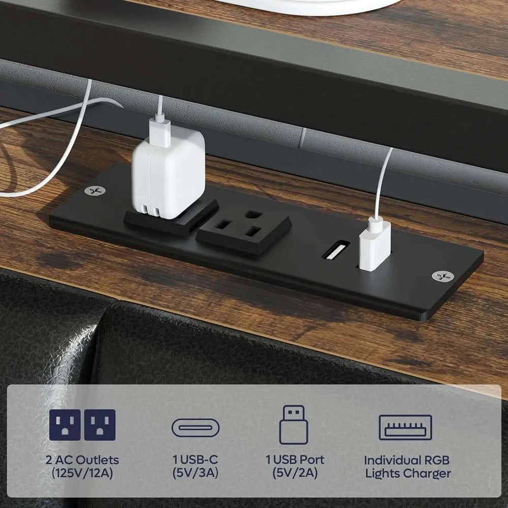 Bed Frame Socket Bestier Upholstered Platform Bed Frame with Hidden Storage
