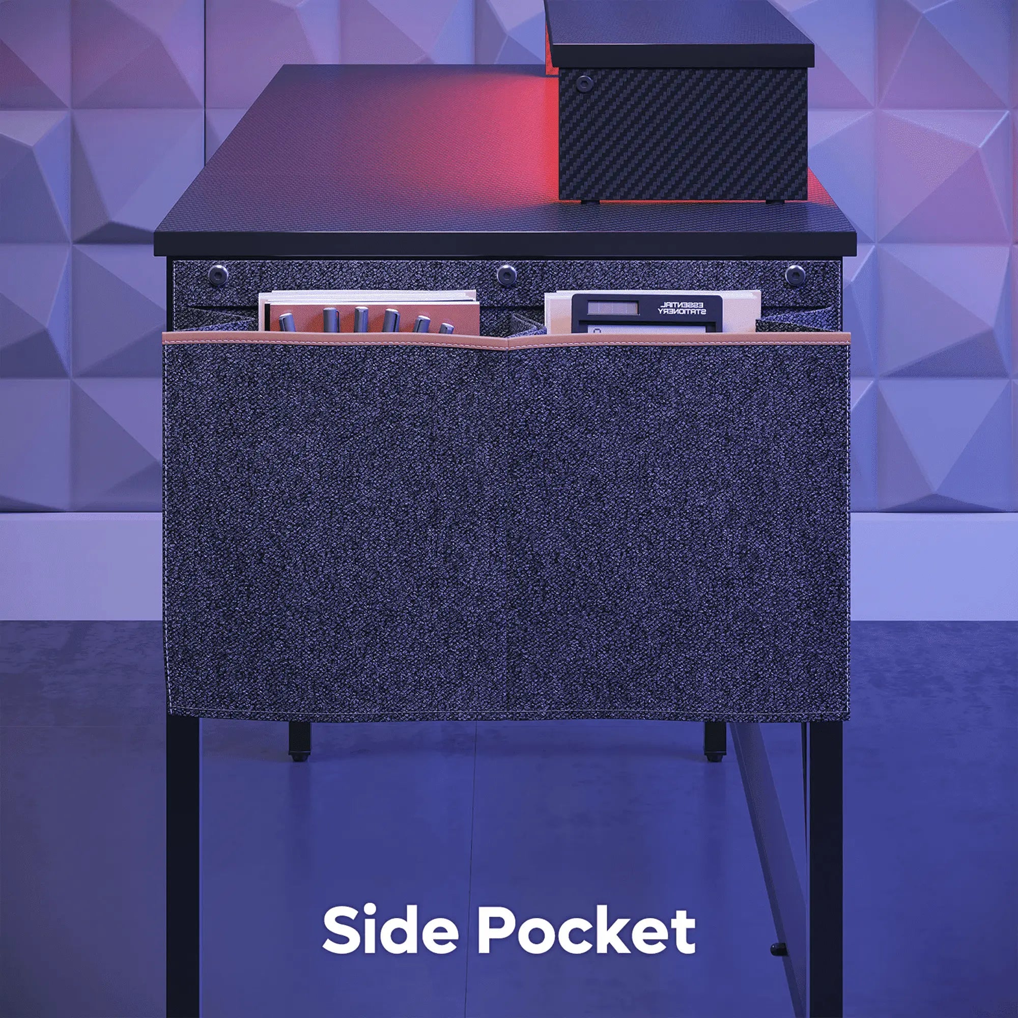 the side pocket of this led computer desk