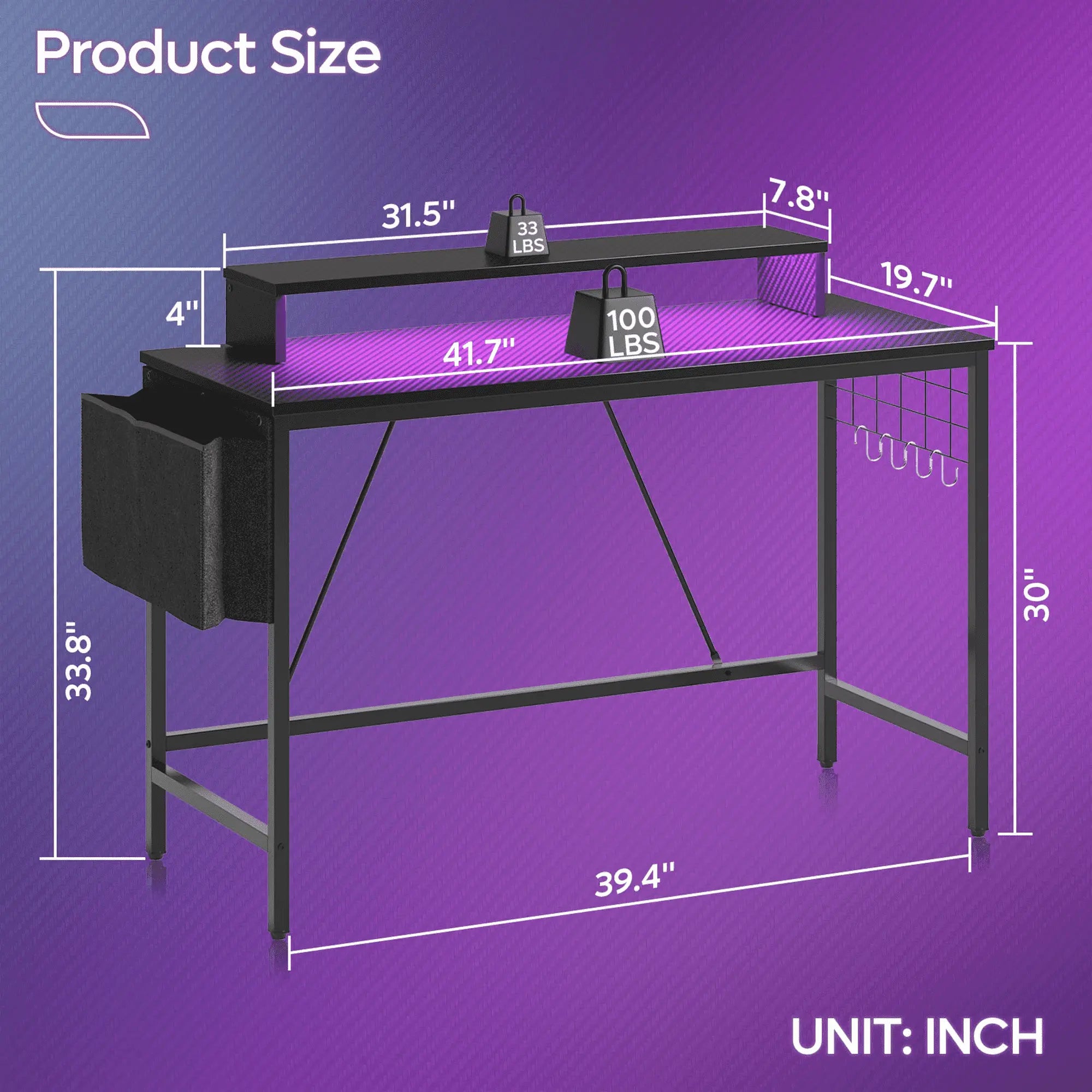 the size of this led computer desk