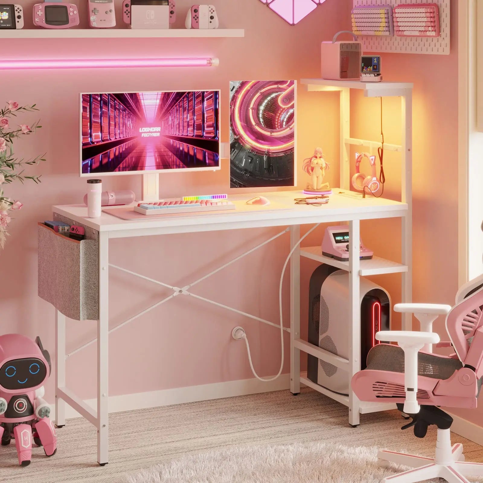 Gaming Desk with Power Outlets Bestier 44 Inch Desk