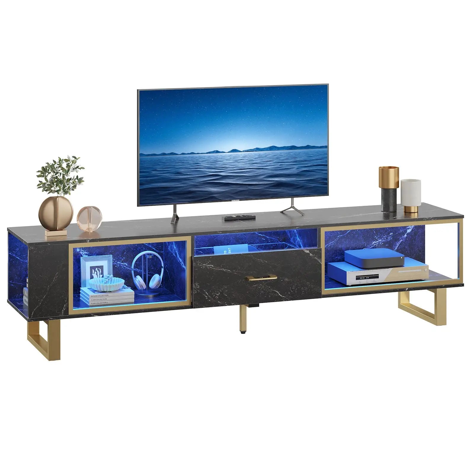 80 inch led gaming entertainment center with open storage Bestier