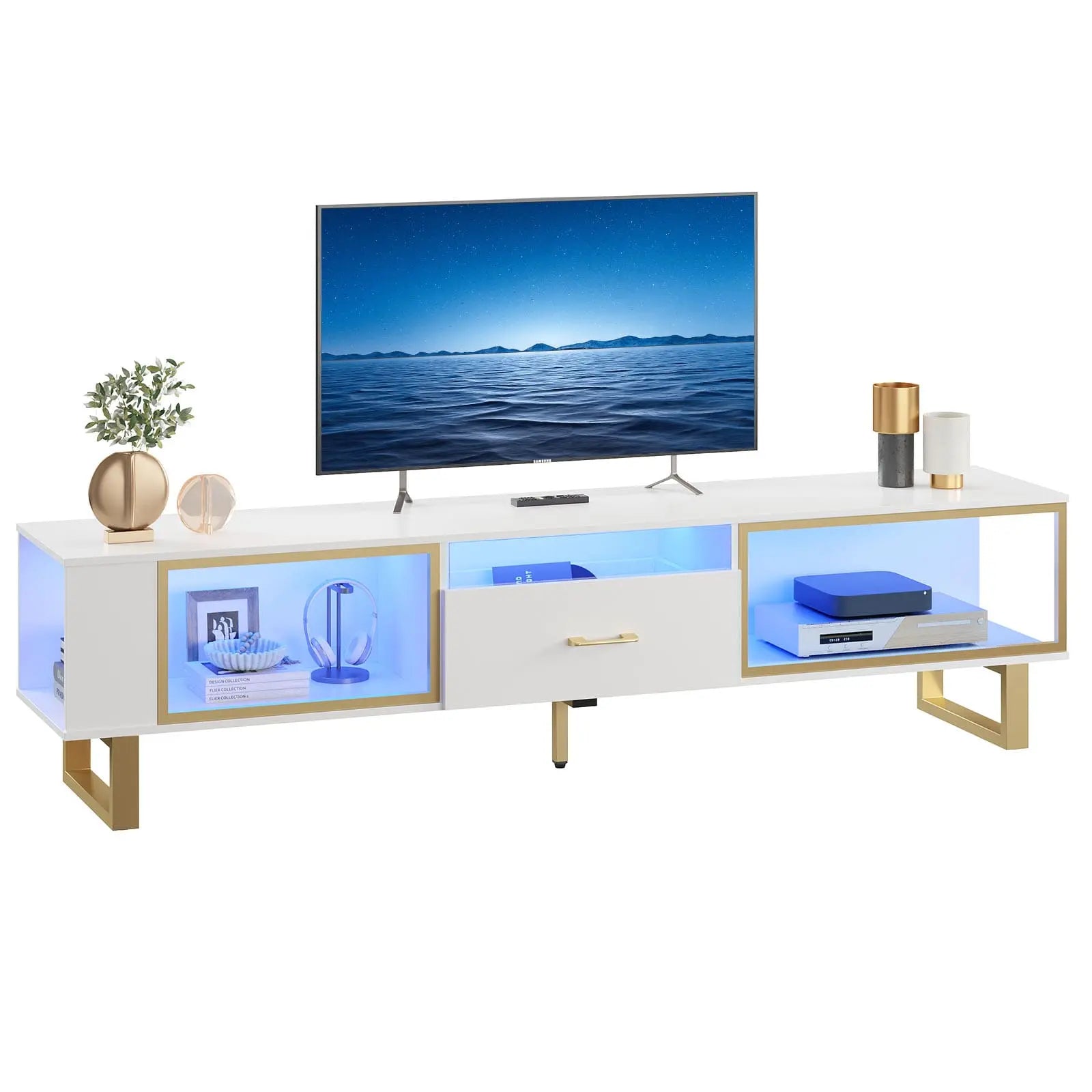 80 inch led gaming entertainment center with open storage Bestier