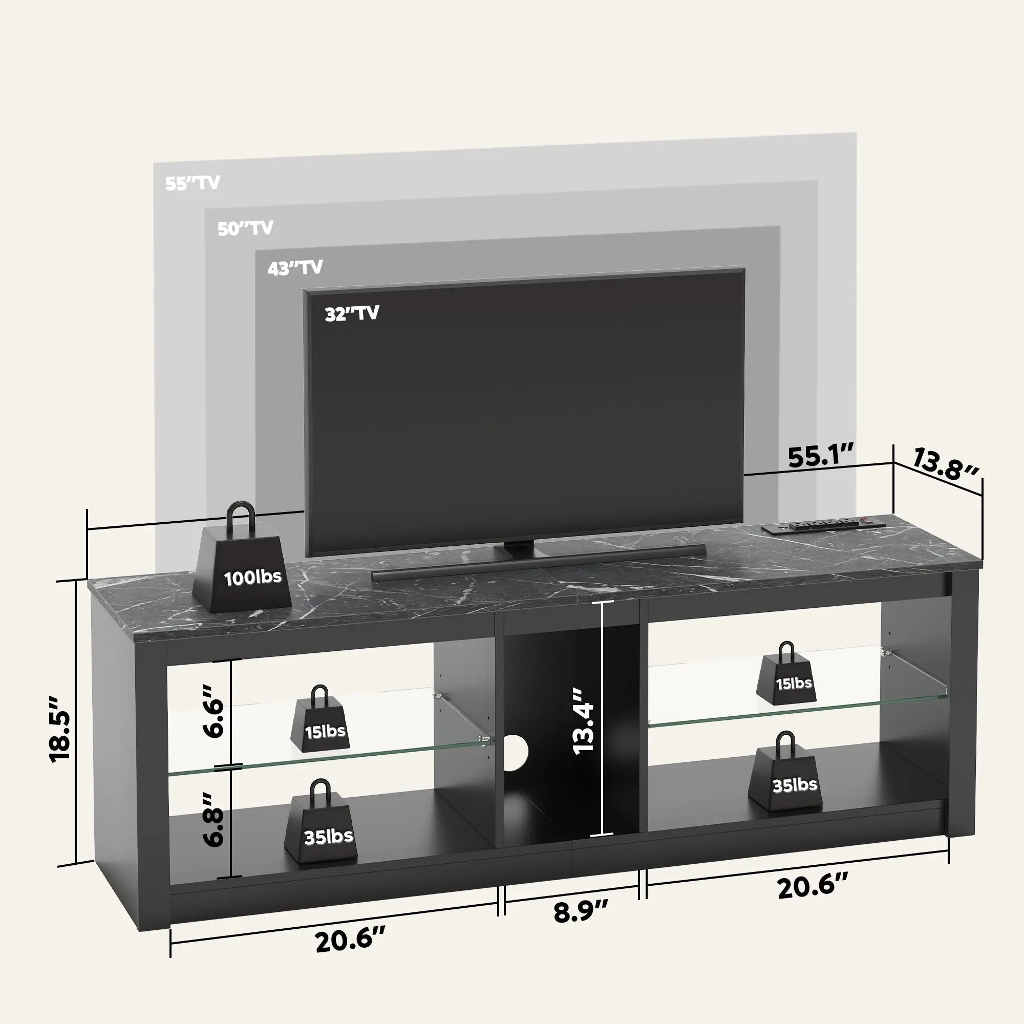 55 inch led gaming tv stand Bestier