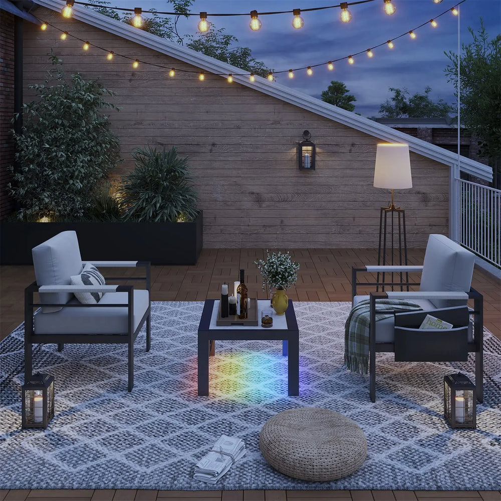 Modern LED Patio Side Table | All-Weather Outdoor Table