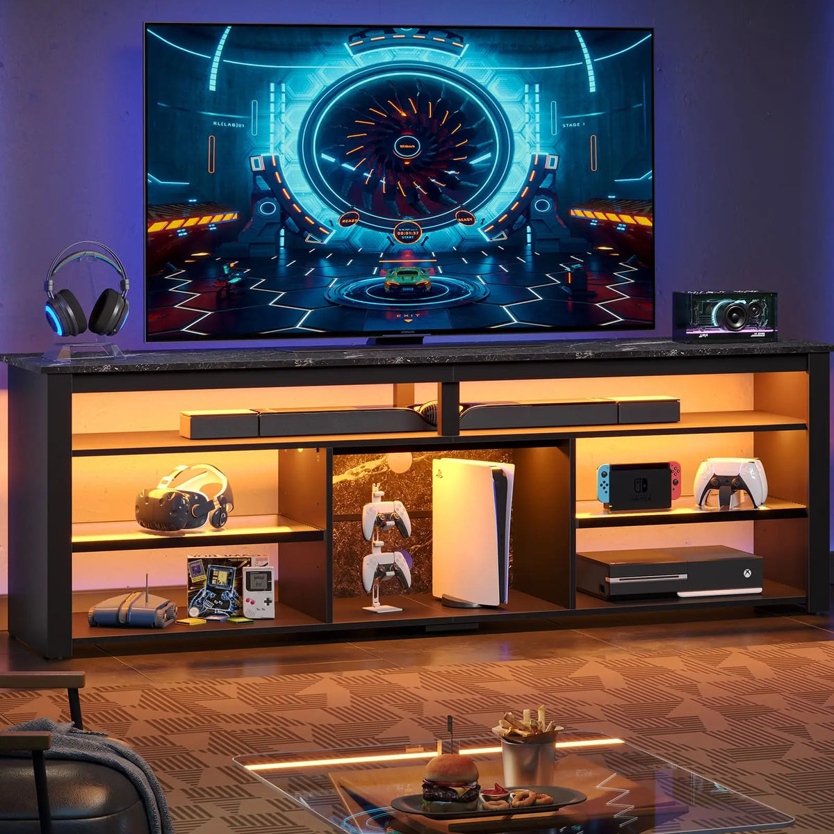 Tall LED TV Stand for 70-80 Inch TVs | Media Console