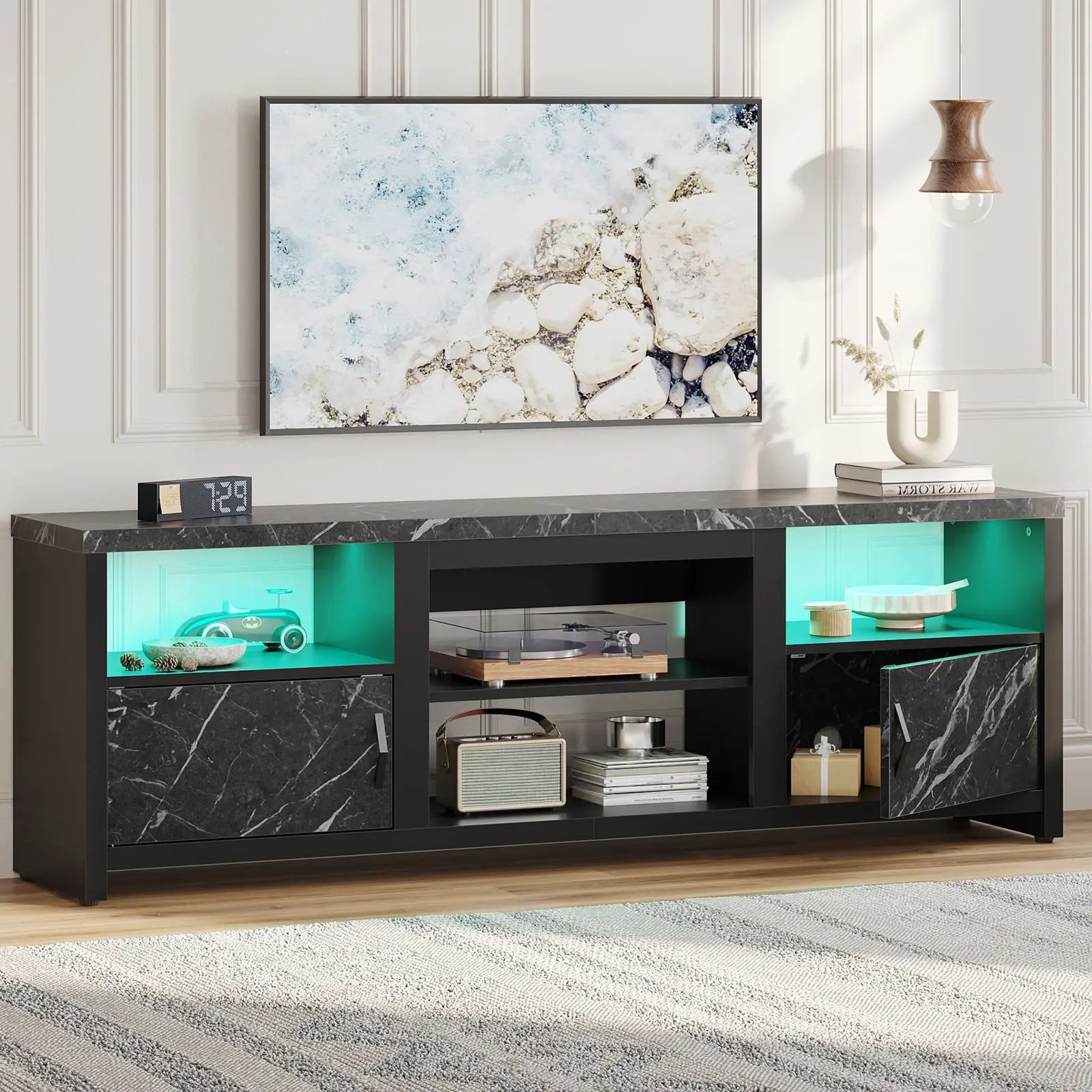 70 inch led tv stand with storage cabinets Bestier