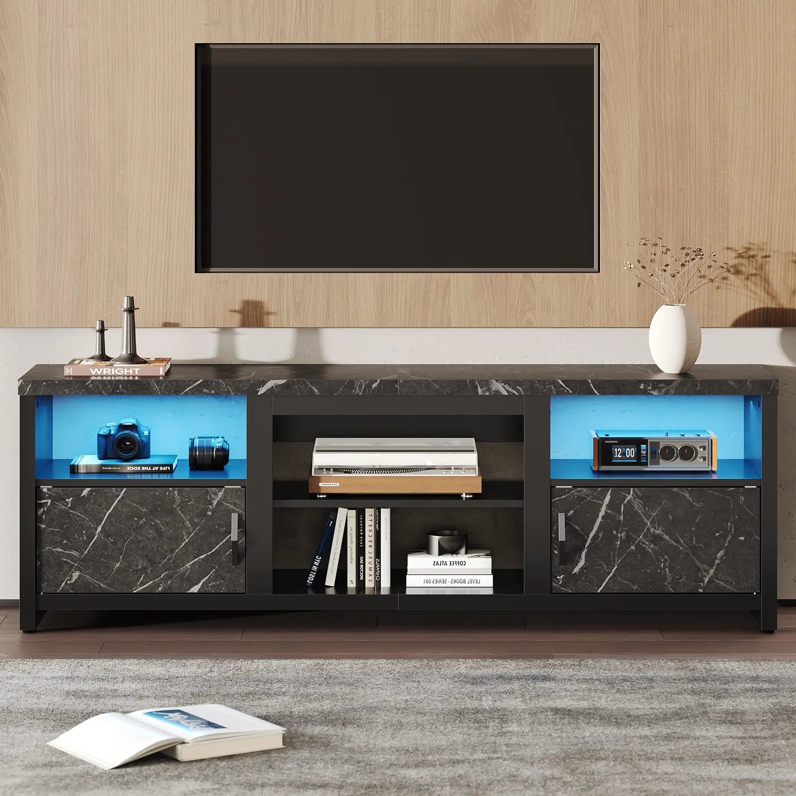 70 inch led tv stand with storage cabinets Bestier