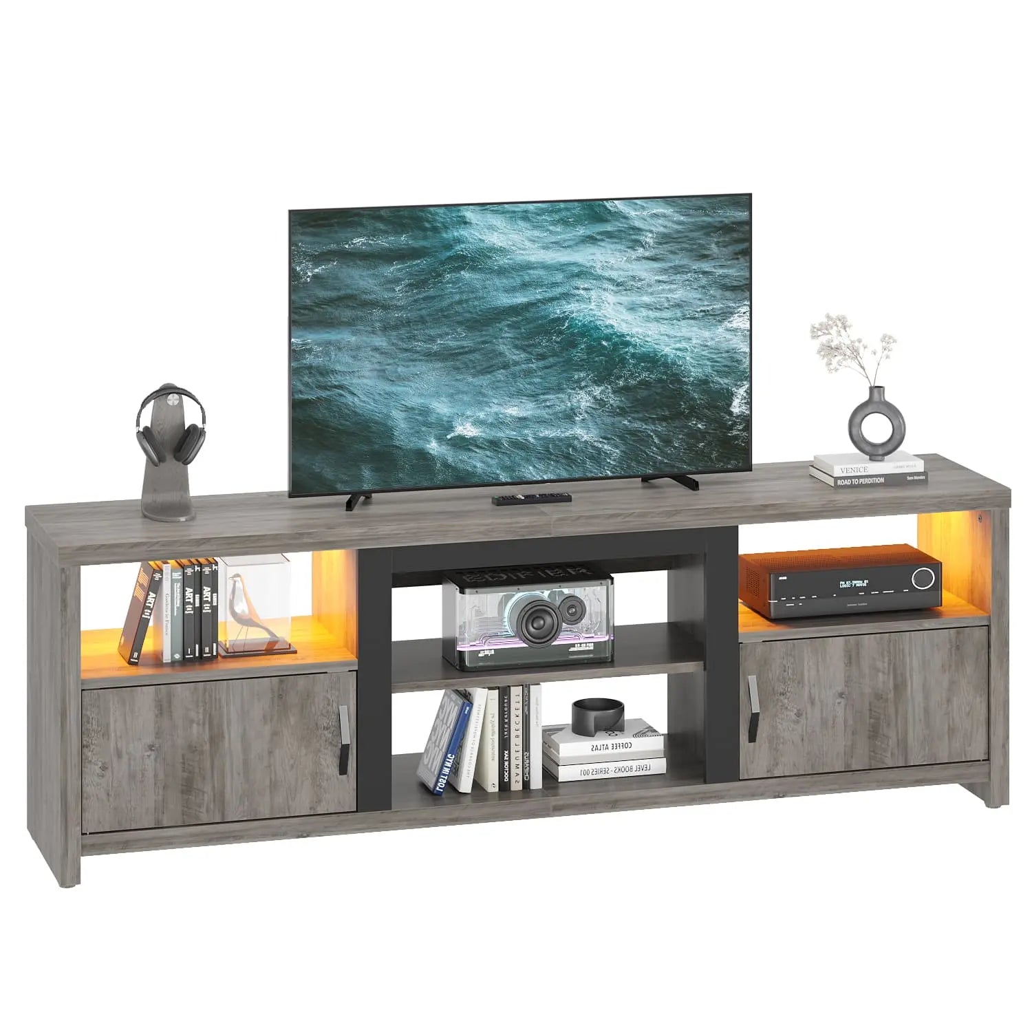 70 inch led tv stand with storage cabinets Bestier