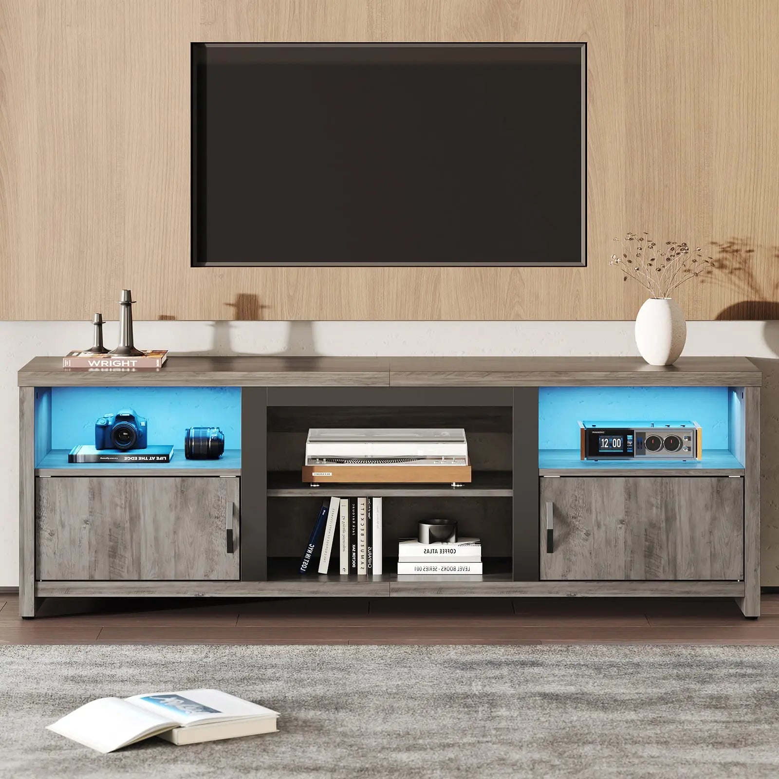 70 inch led tv stand with storage cabinets Bestier